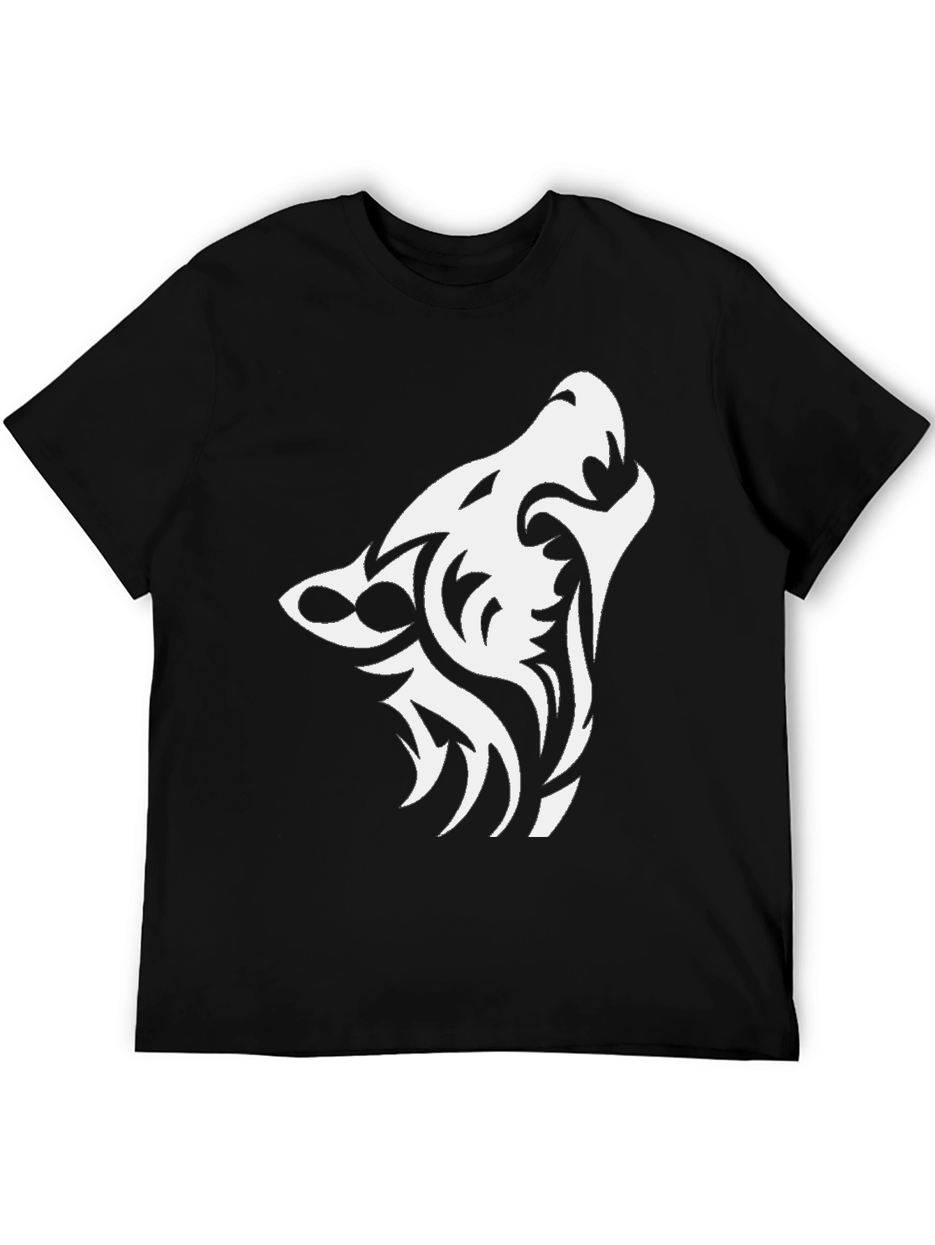 Tribal Wolf Graphic Black T-Shirt