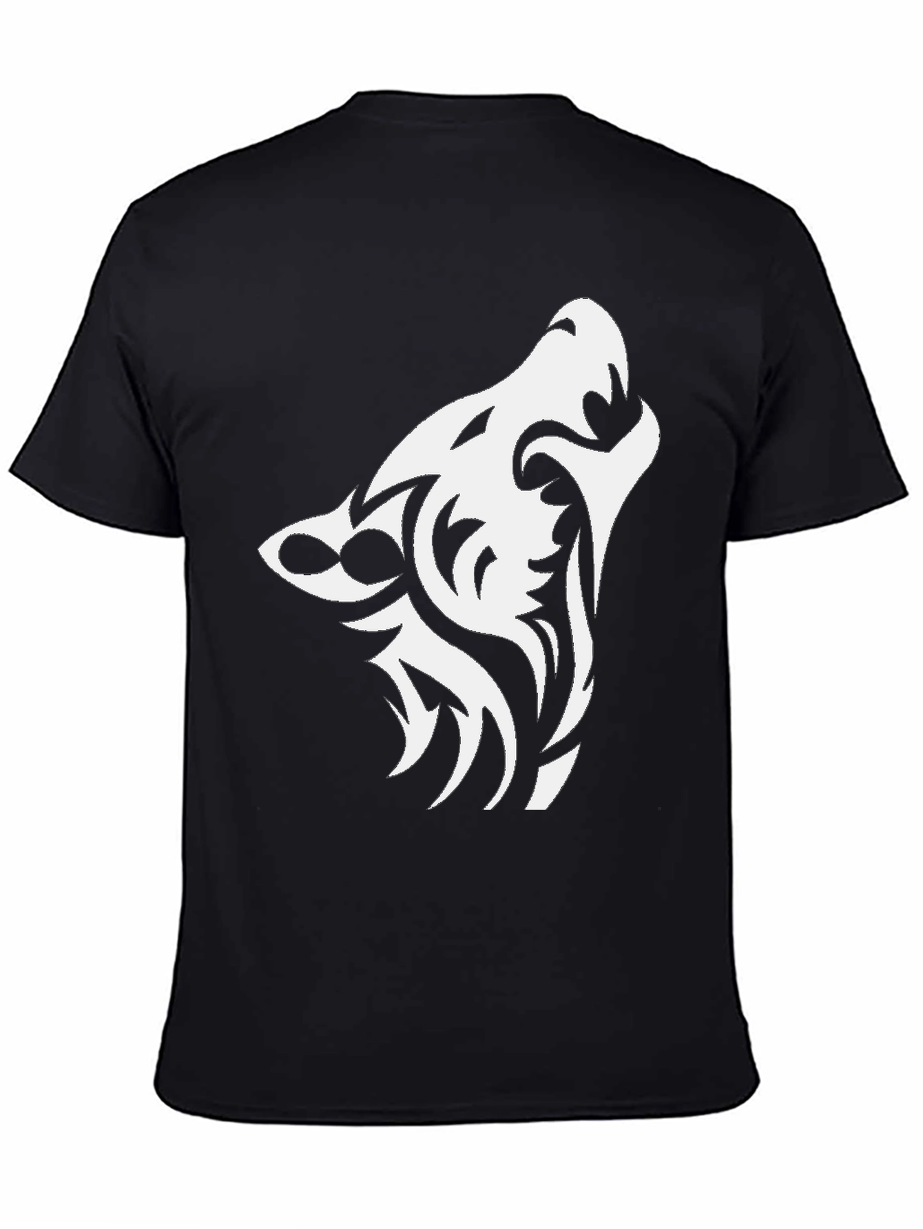 Tribal Wolf Graphic Black T-Shirt