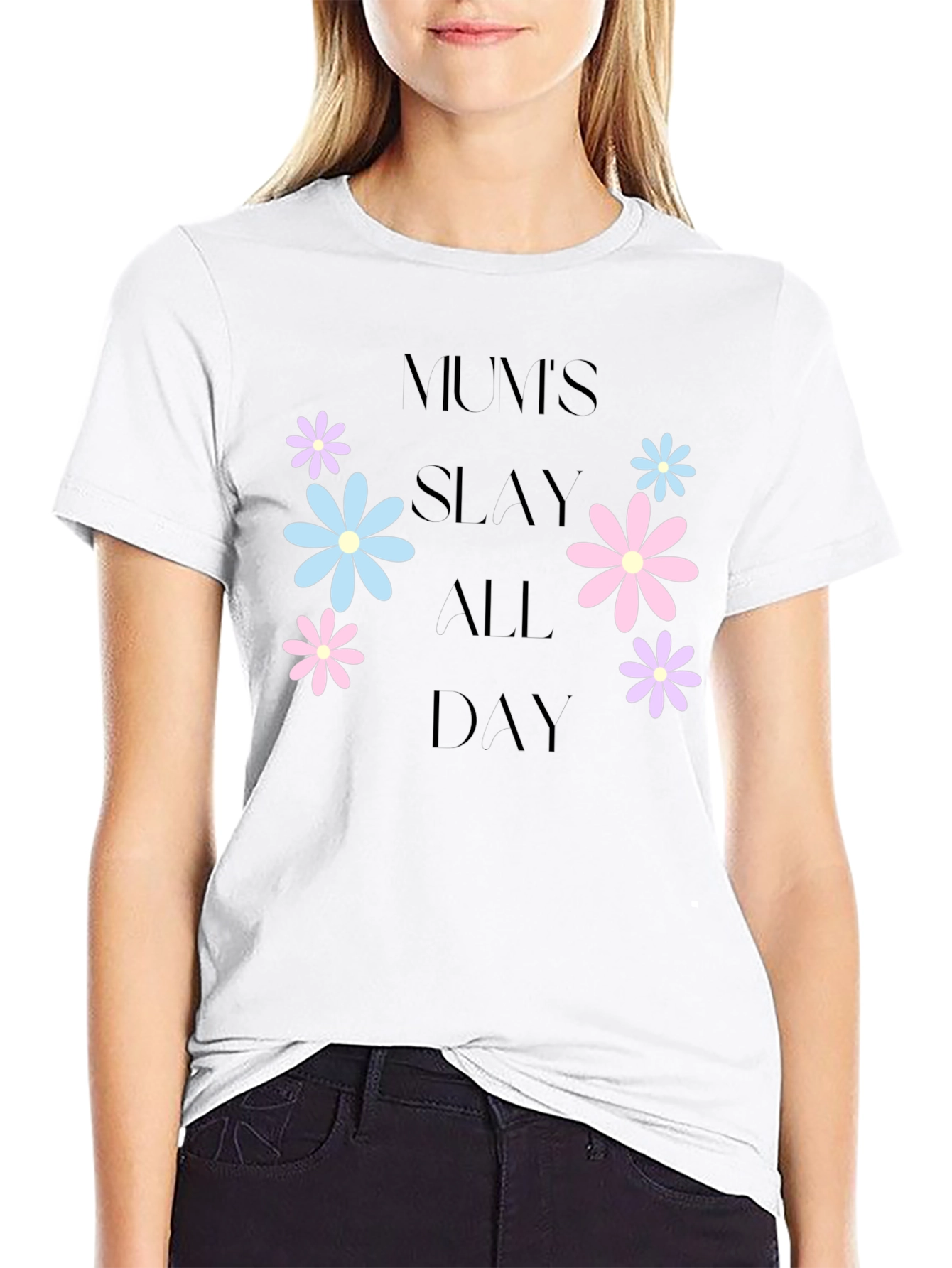 Mums Slay All Day Floral Graphic T-Shirt