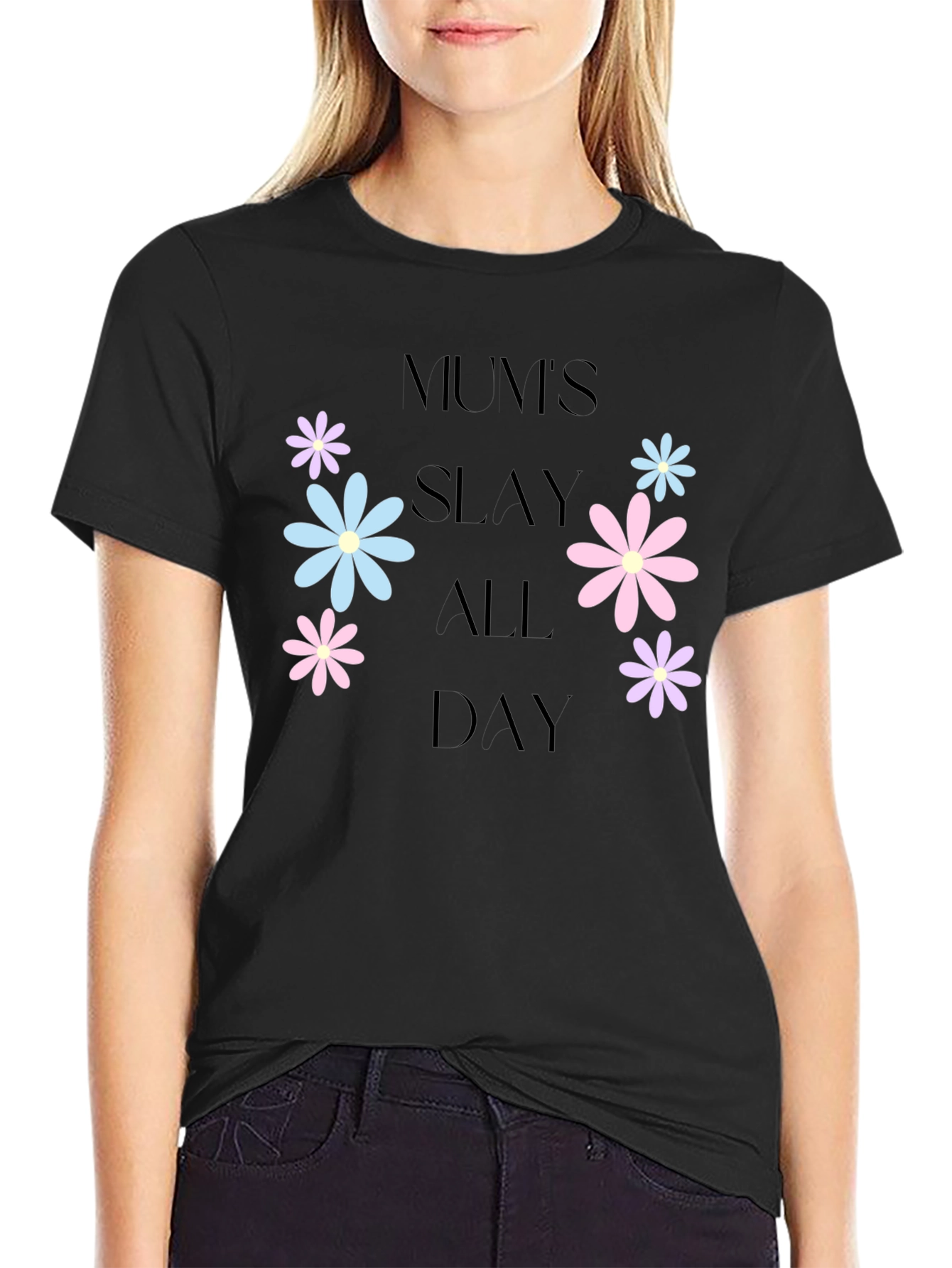 Mums Slay All Day Floral Graphic T-Shirt