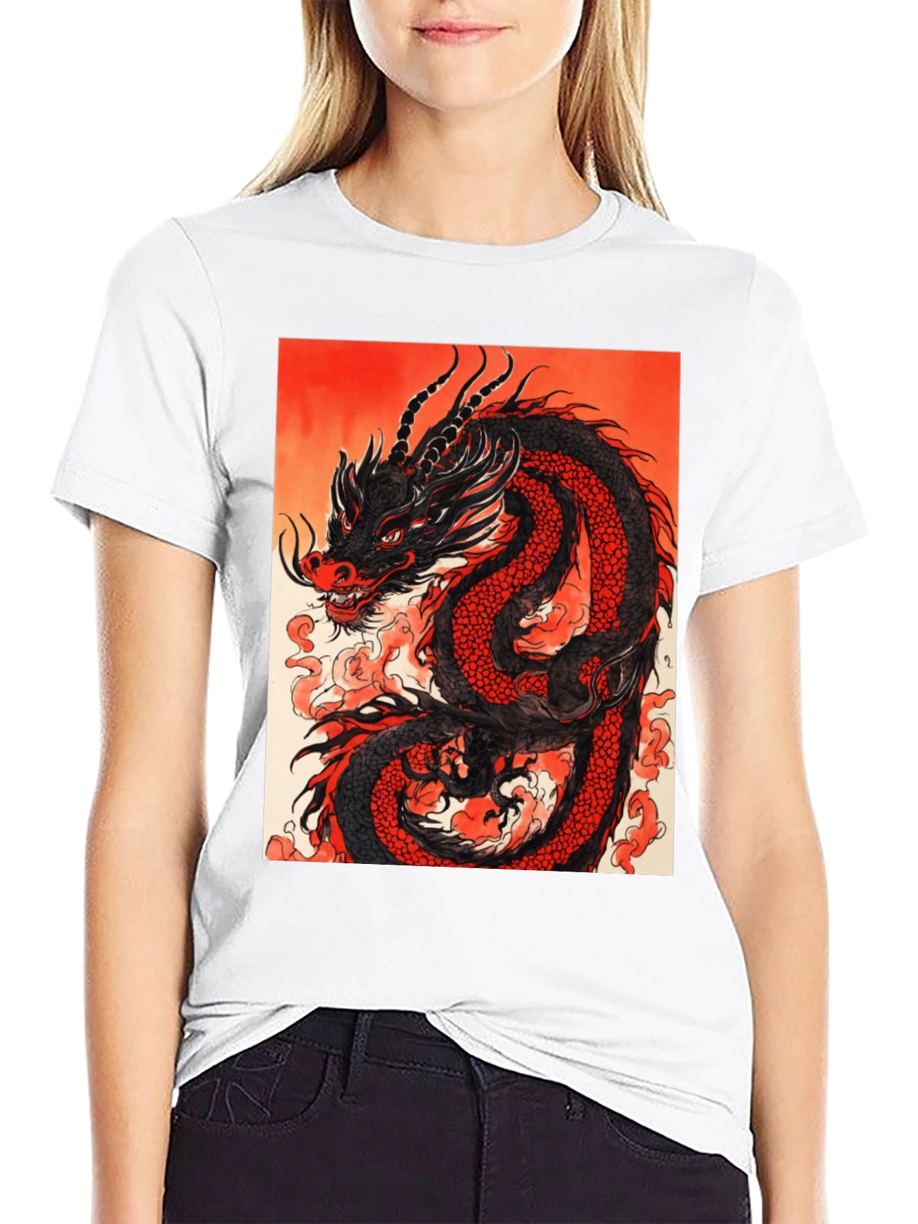 Dragon Graphic Tee - Black Cotton T-Shirt