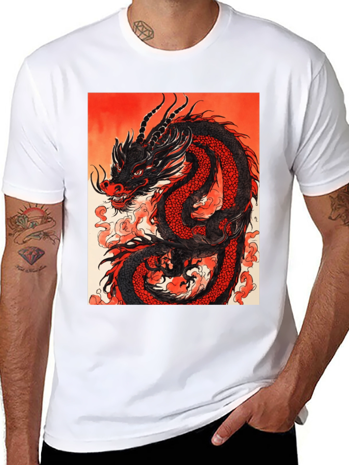 Dragon Graphic Tee - Black Cotton T-Shirt