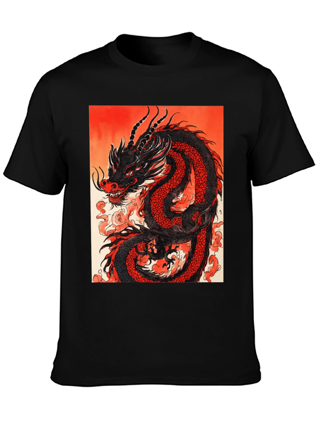 Dragon Graphic Tee - Black Cotton T-Shirt