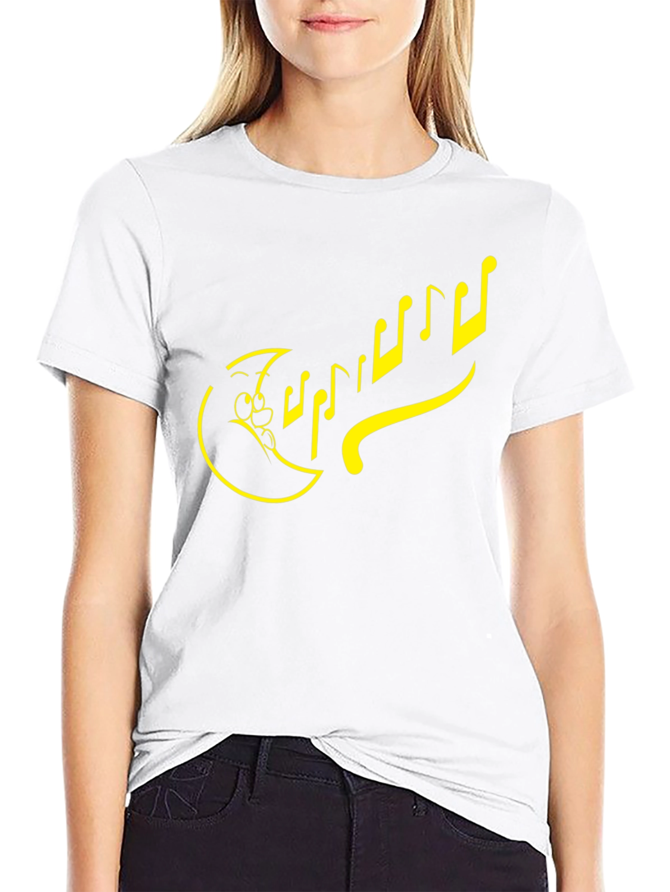 Cartoon Music Notes Black T-Shirt