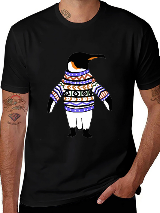 Penguin in Sweater Graphic T-Shirt