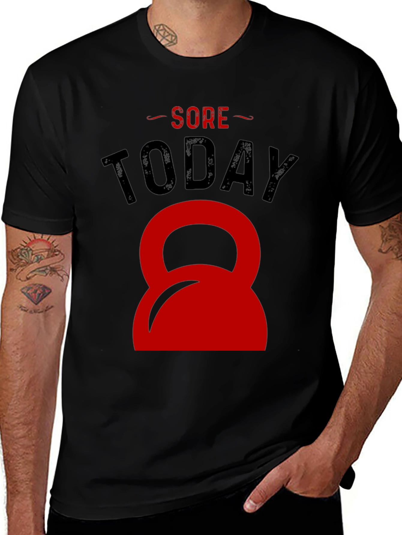 Sore Today Red Kettlebell Black T-Shirt