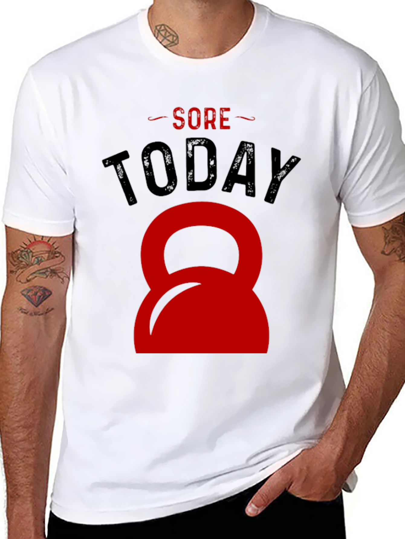 Sore Today Red Kettlebell Black T-Shirt