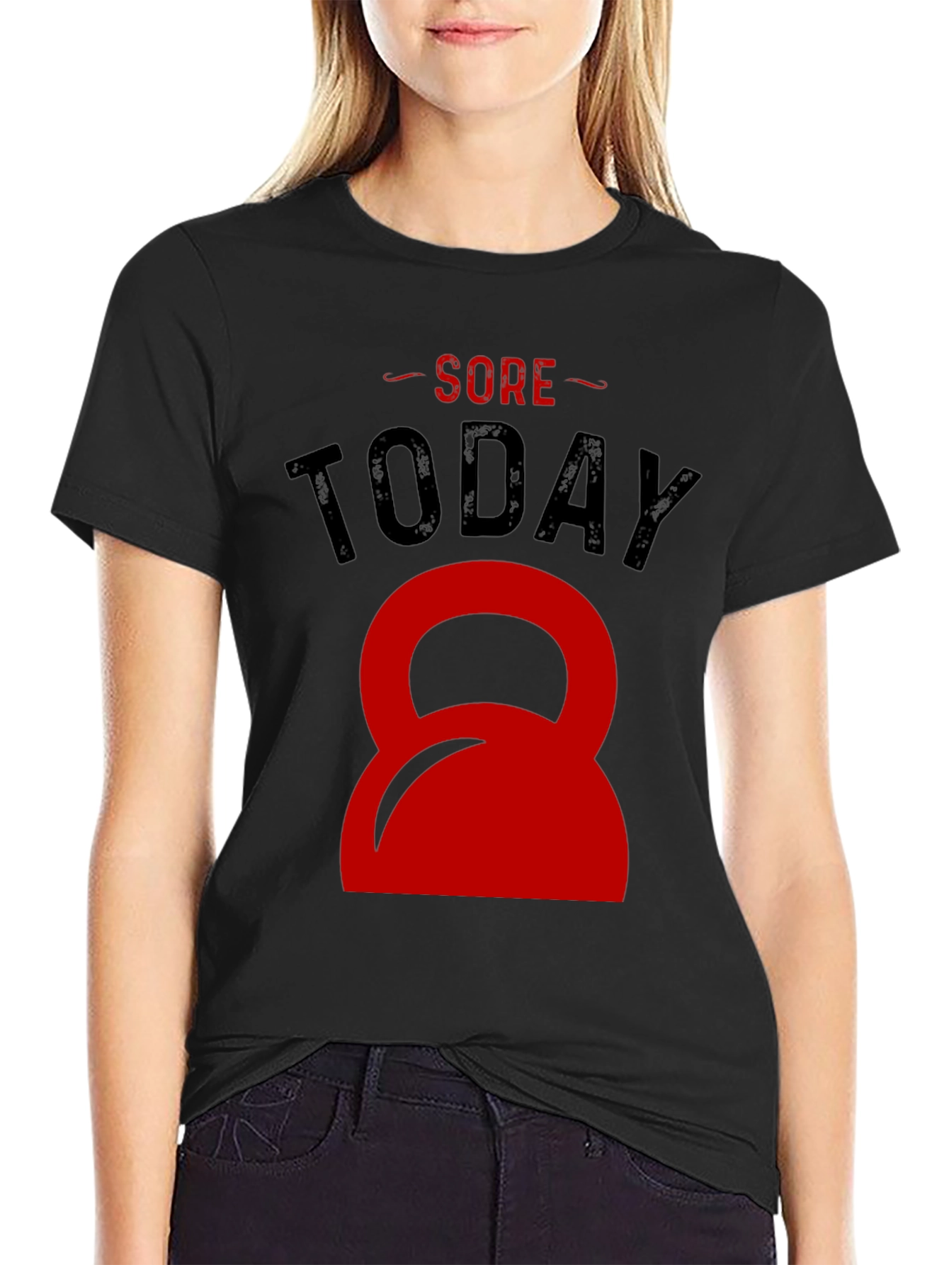 Sore Today Red Kettlebell Black T-Shirt