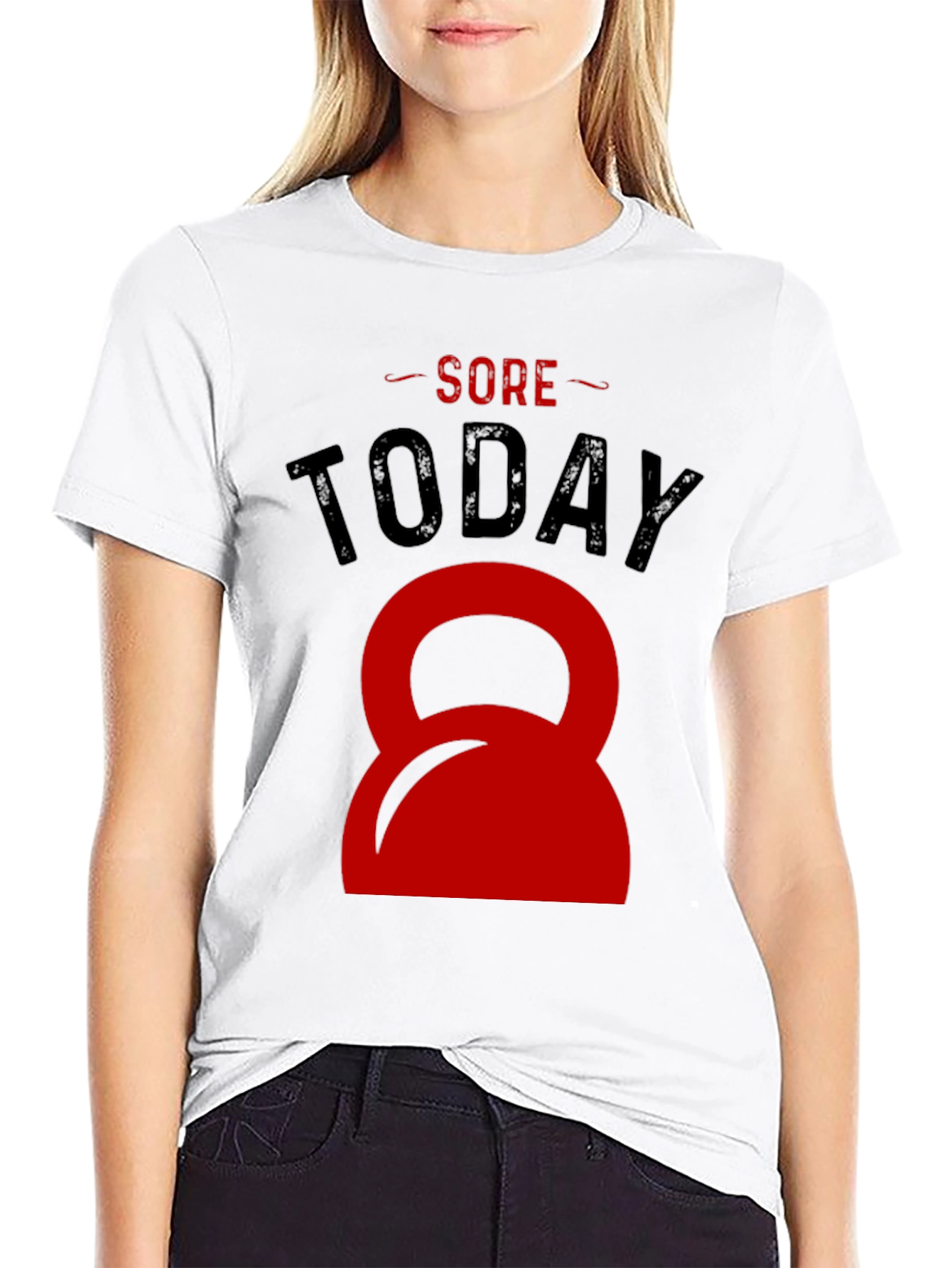 Sore Today Red Kettlebell Black T-Shirt