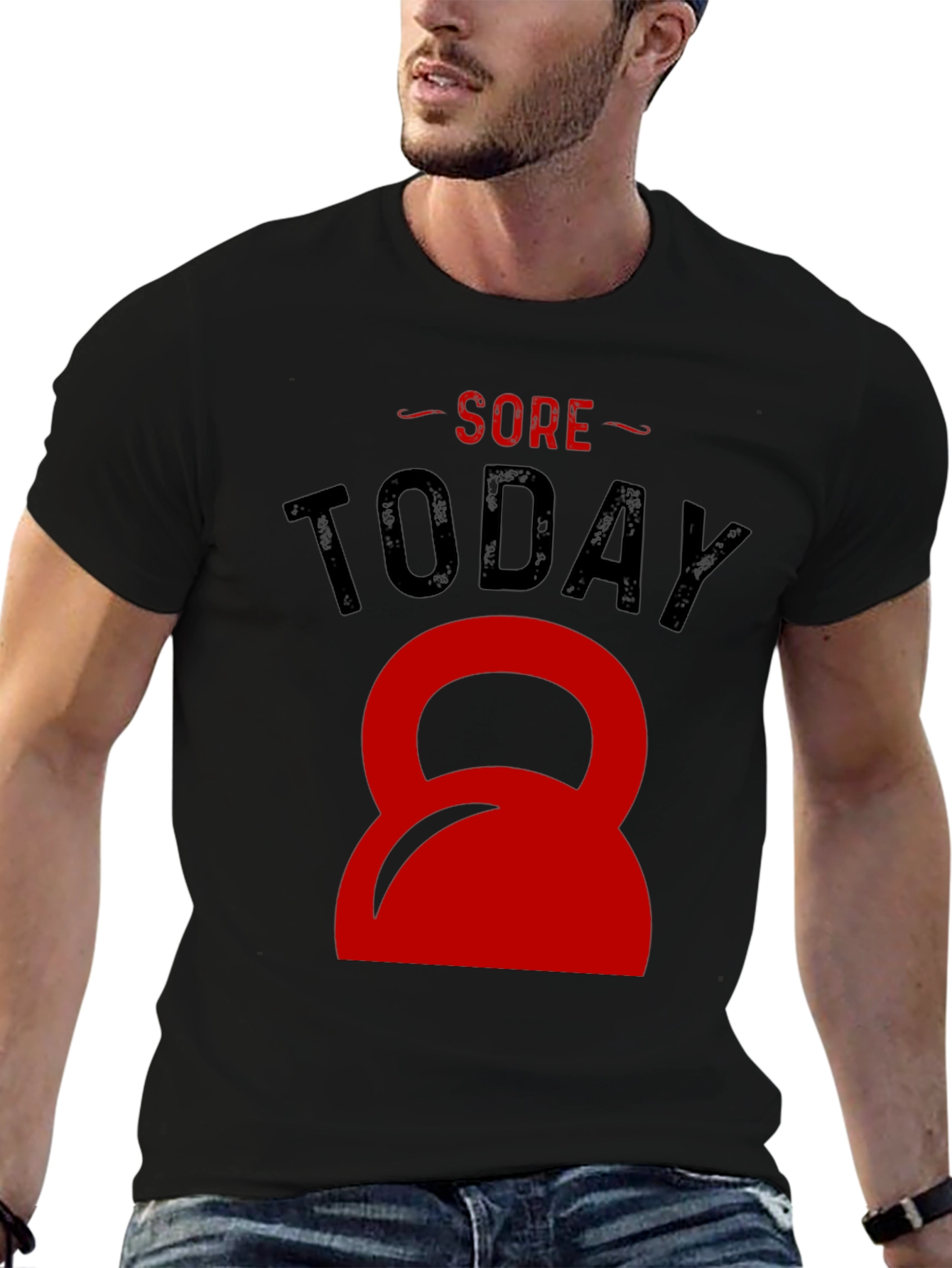 Sore Today Red Kettlebell Black T-Shirt