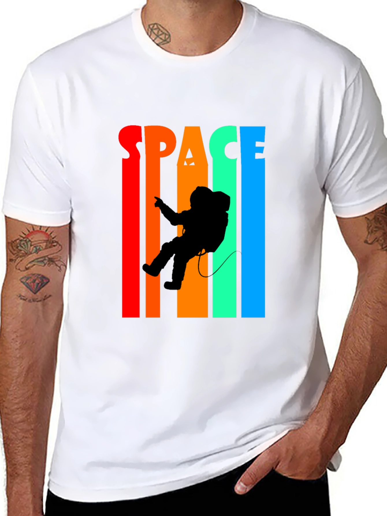 Retro Space Astronaut Graphic T-Shirt