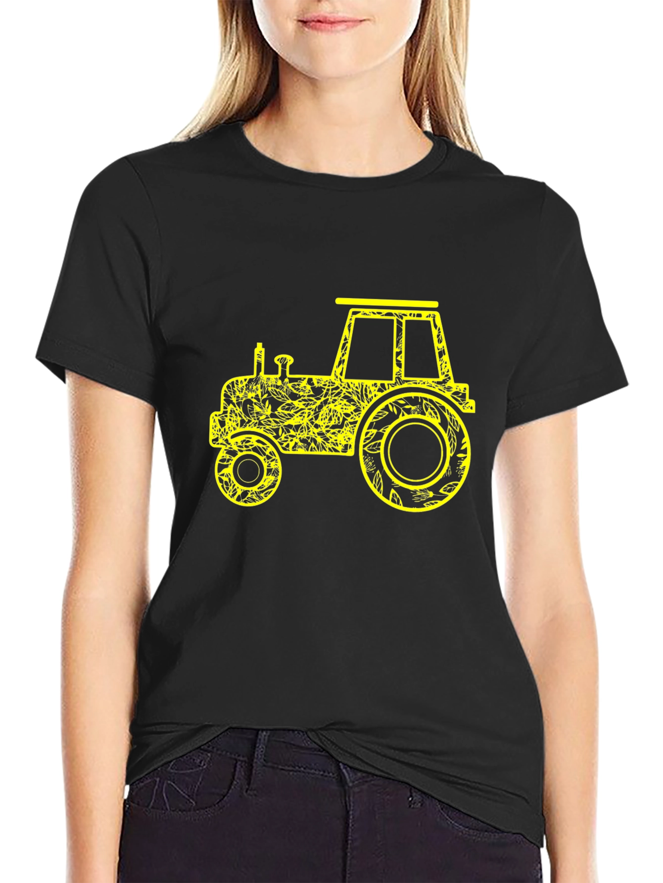 Tractor Graphic Tee - Novelty Black T-Shirt