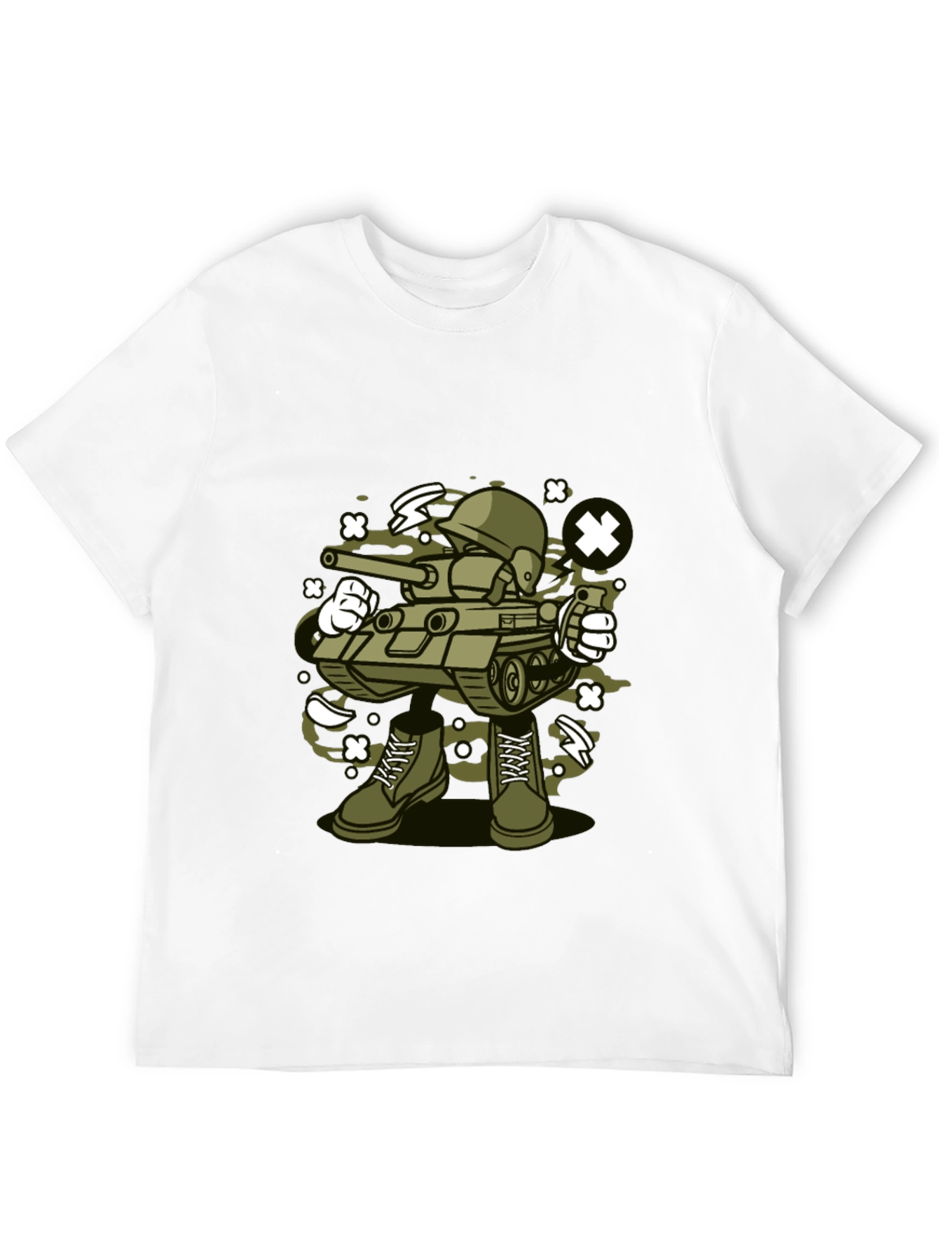Cartoon Tank Soldier T-Shirt - Black