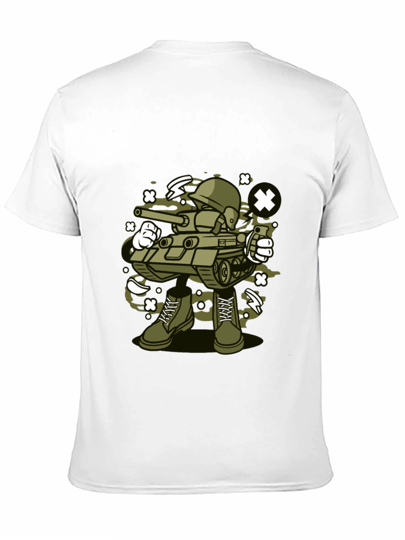 Cartoon Tank Soldier T-Shirt - Black