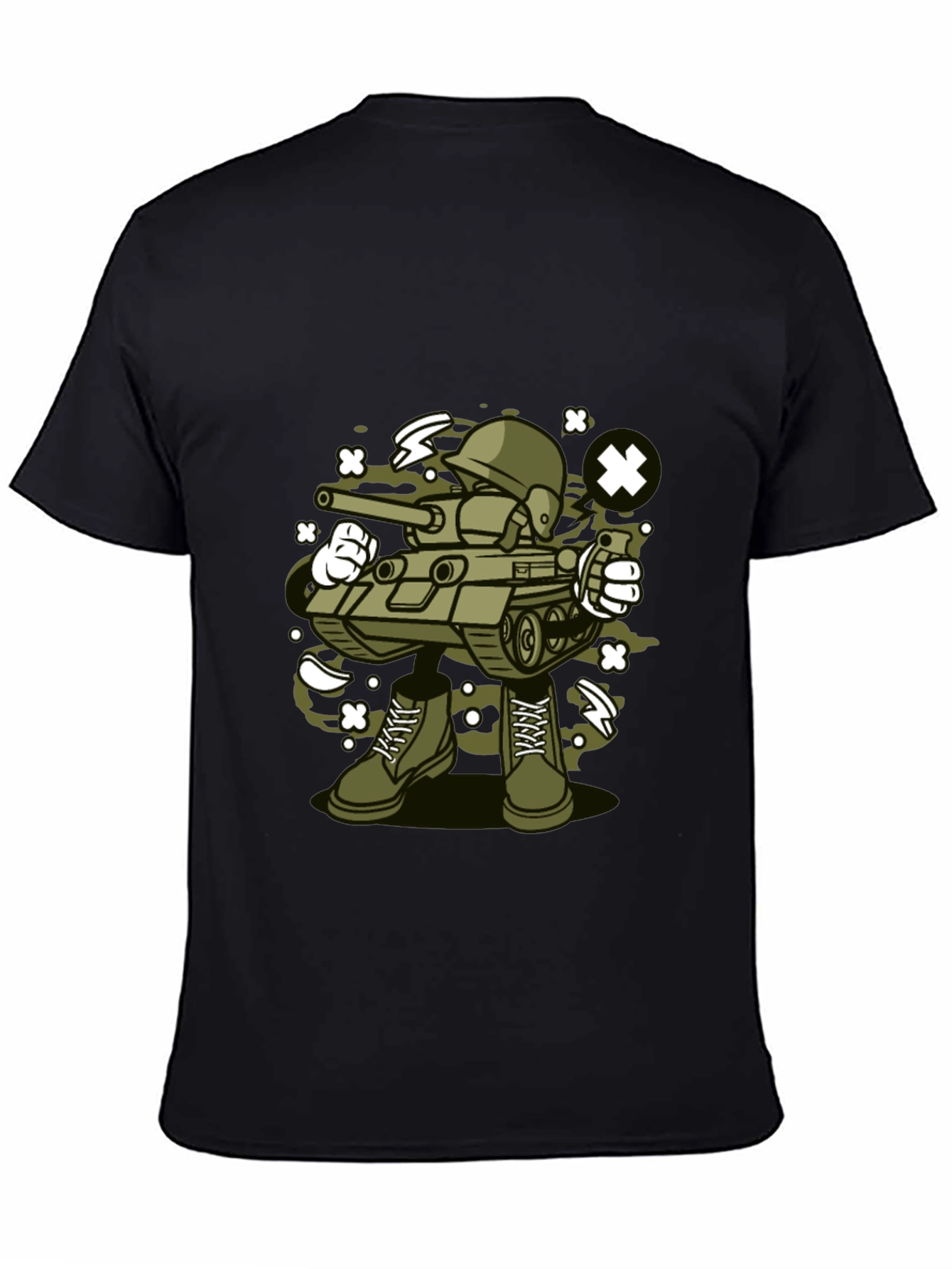 Cartoon Tank Soldier T-Shirt - Black