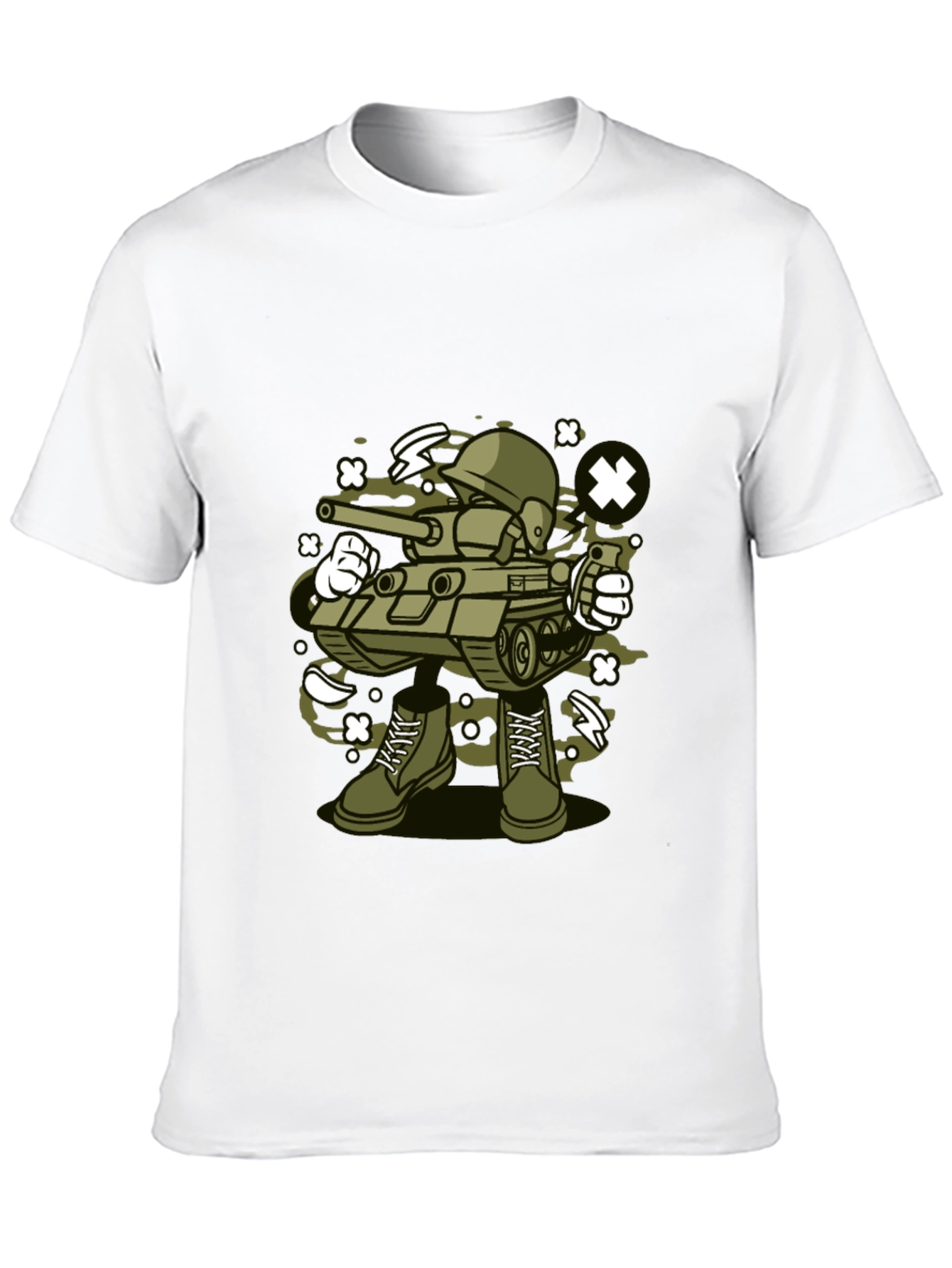Cartoon Tank Soldier T-Shirt - Black