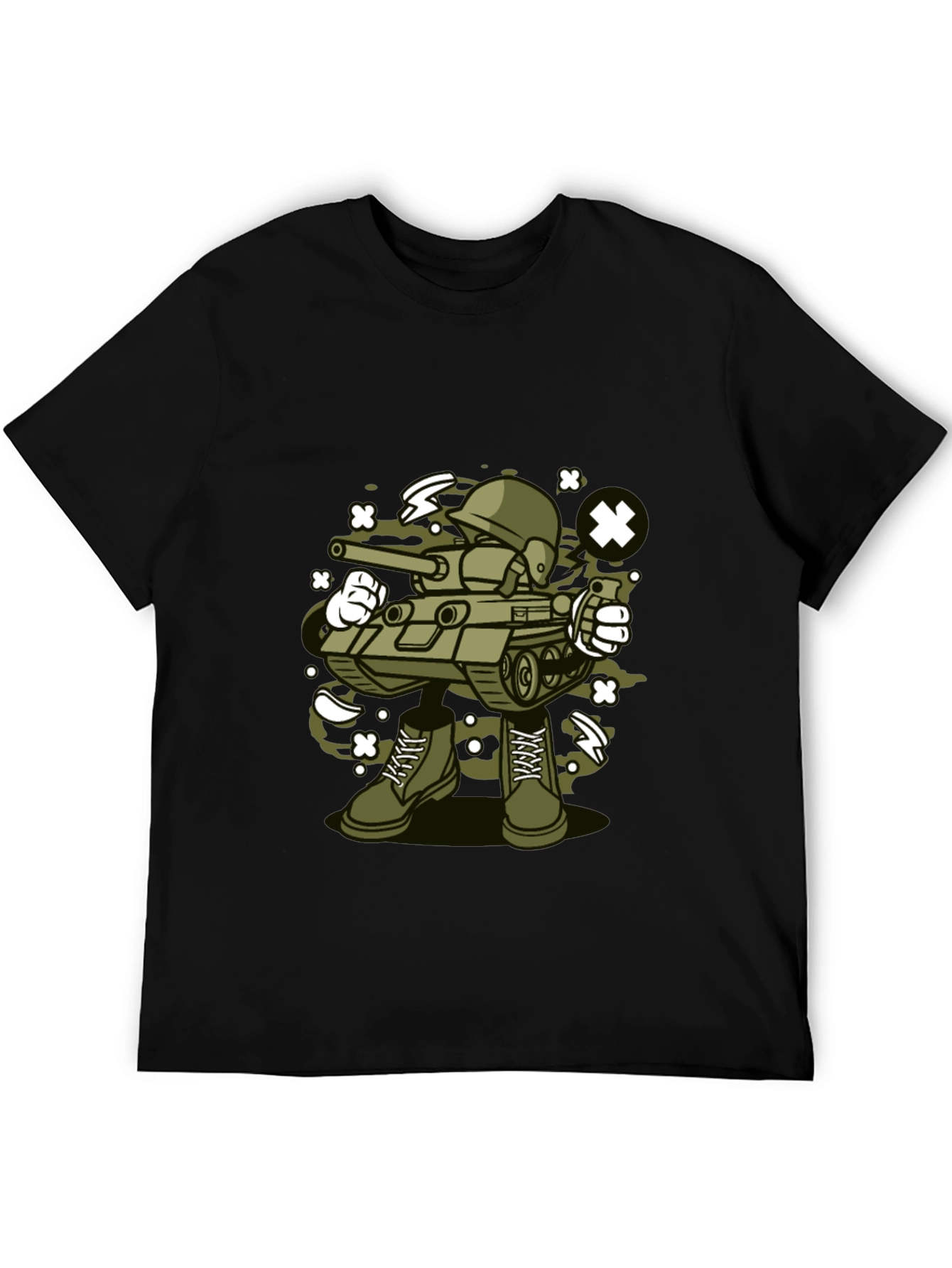Cartoon Tank Soldier T-Shirt - Black