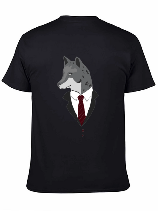 Wolf in Suit Black T-Shirt - Stylish Graphic Tee