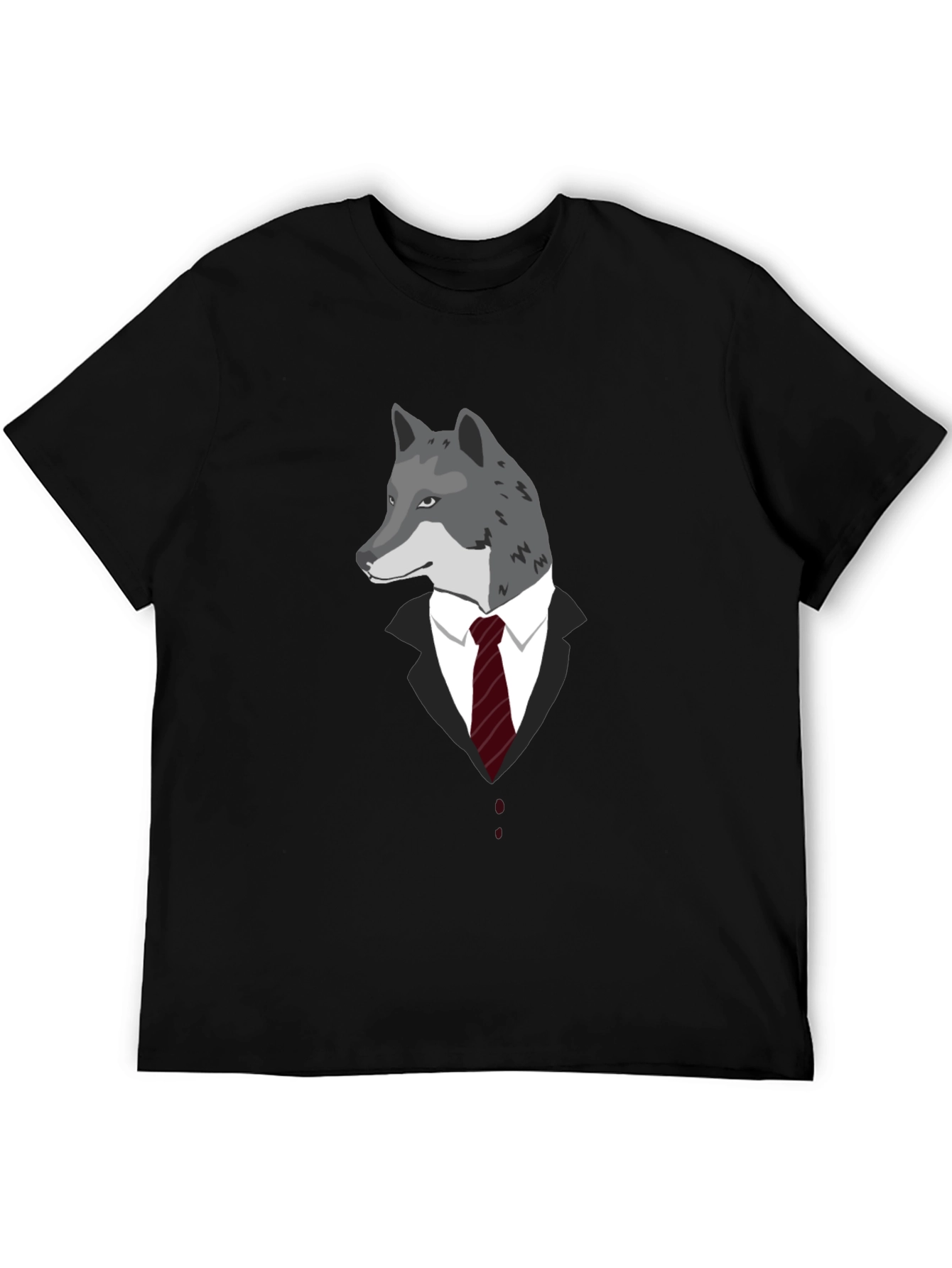 Wolf in Suit Black T-Shirt - Stylish Graphic Tee