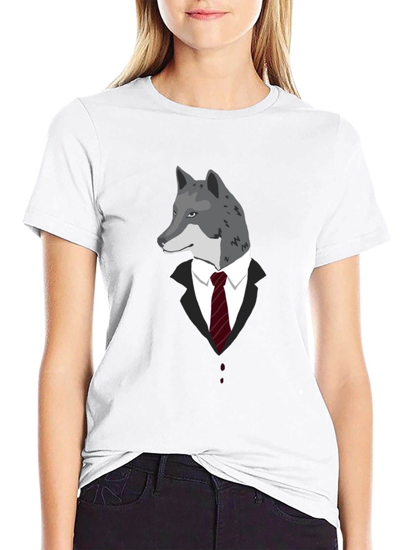 Wolf in Suit Black T-Shirt - Stylish Graphic Tee