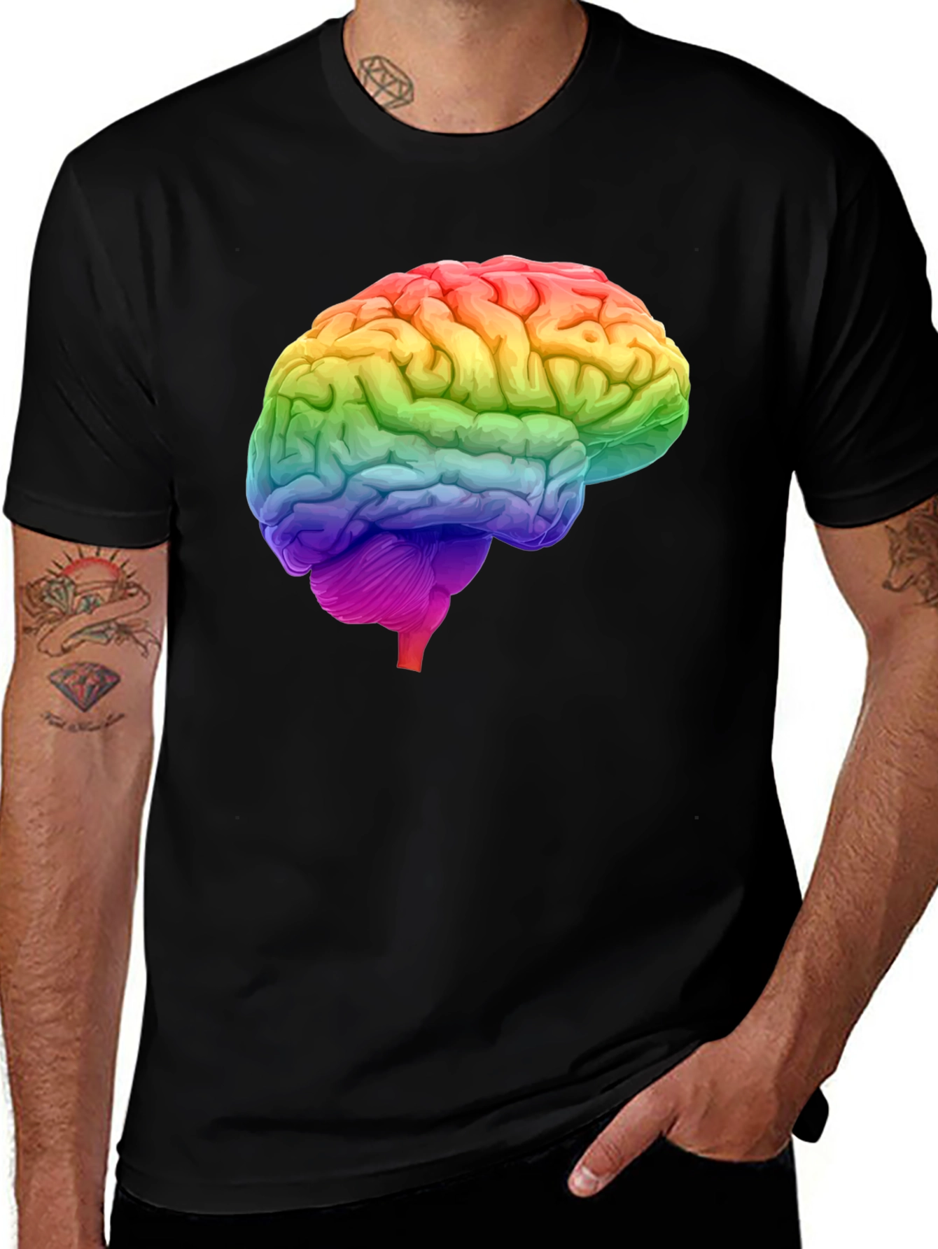 Rainbow Brain Graphic T-Shirt - Unique Design