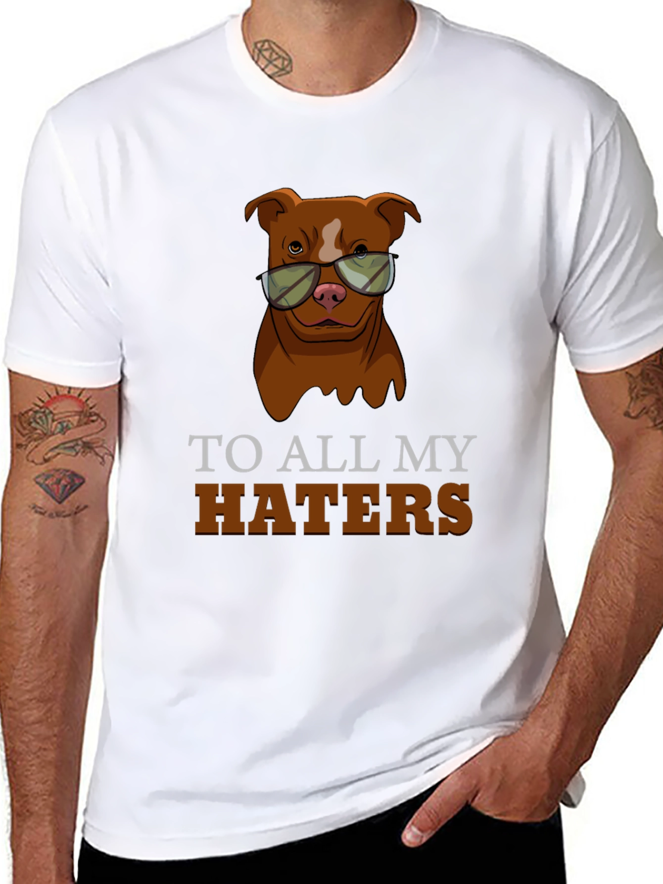 Dog Haters T-Shirt - Pitbull Wearing Sunglasses