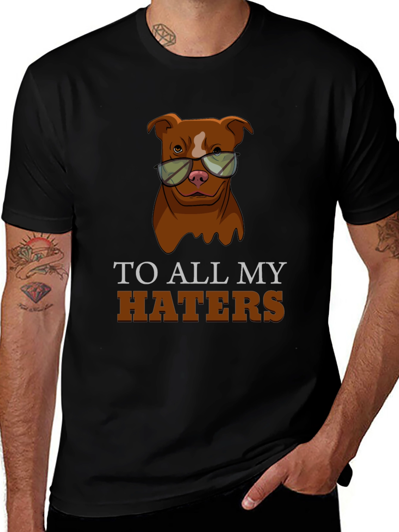 Dog Haters T-Shirt - Pitbull Wearing Sunglasses