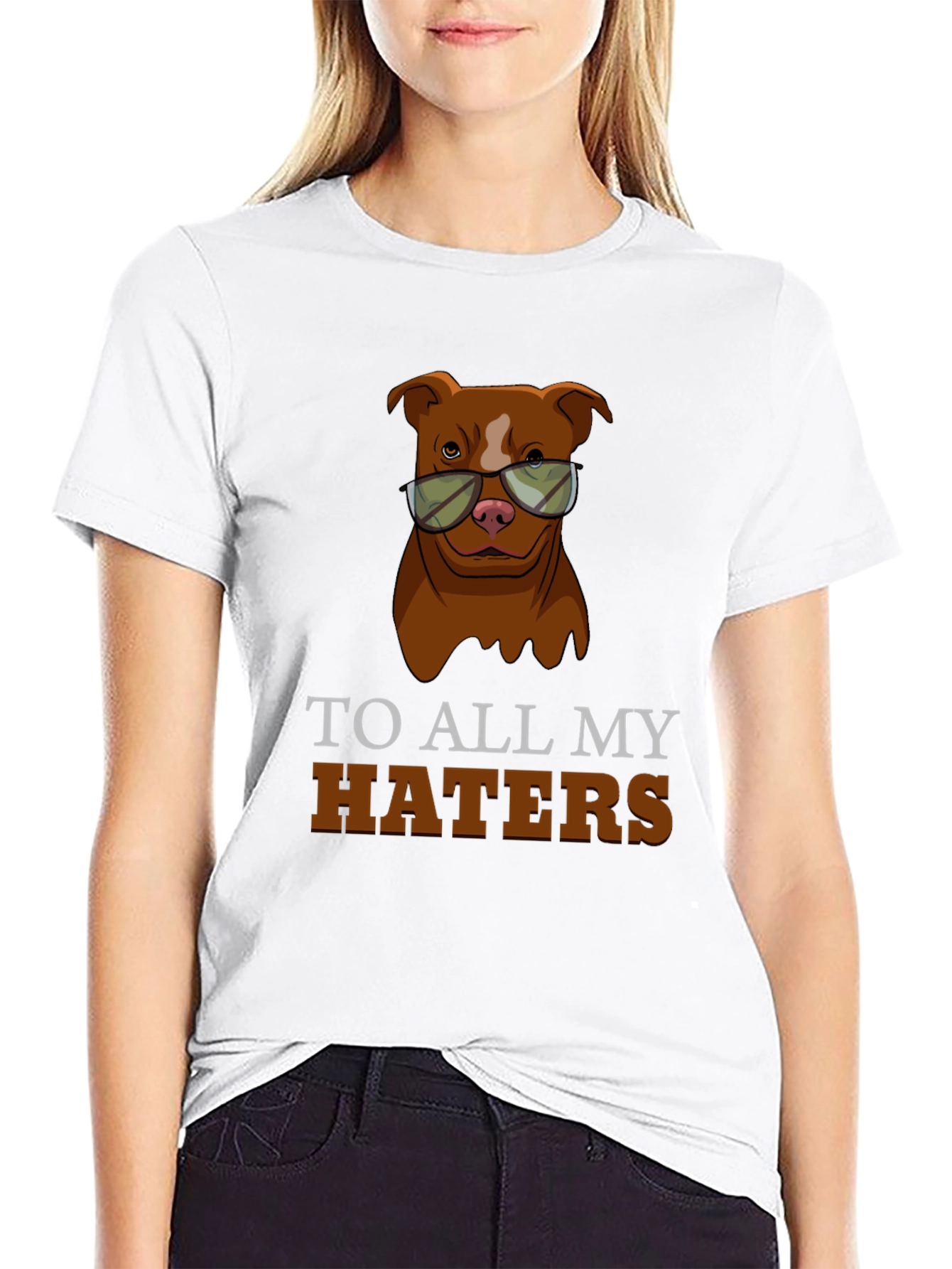 Dog Haters T-Shirt - Pitbull Wearing Sunglasses