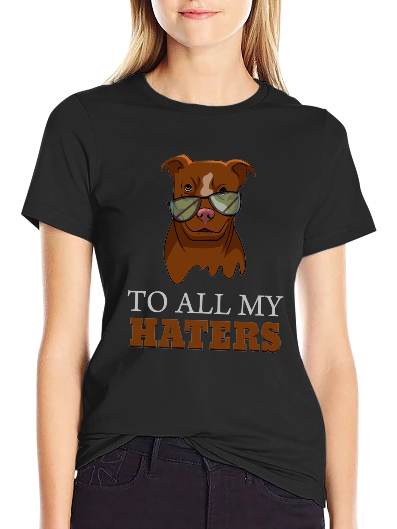 Dog Haters T-Shirt - Pitbull Wearing Sunglasses