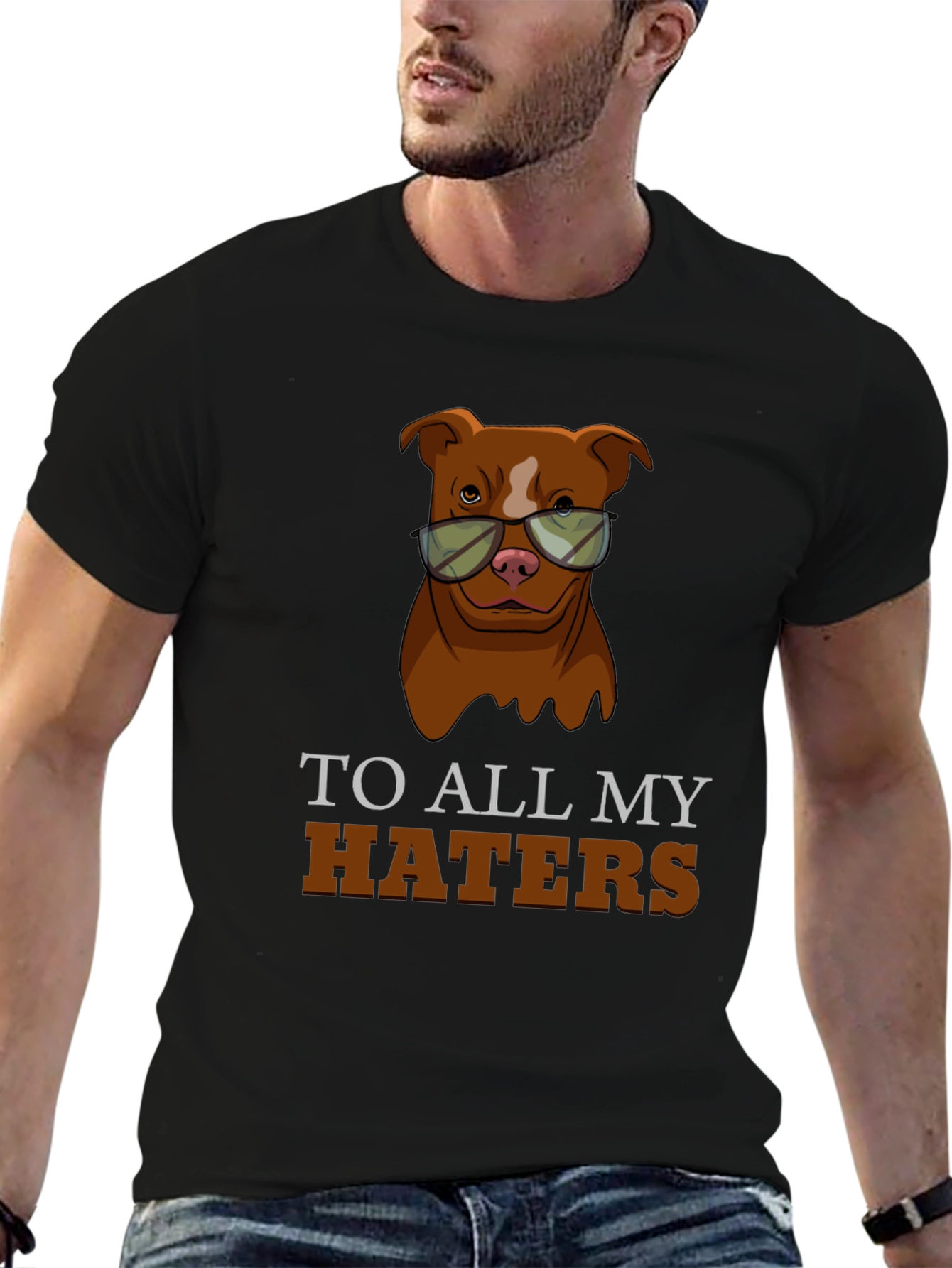 Dog Haters T-Shirt - Pitbull Wearing Sunglasses