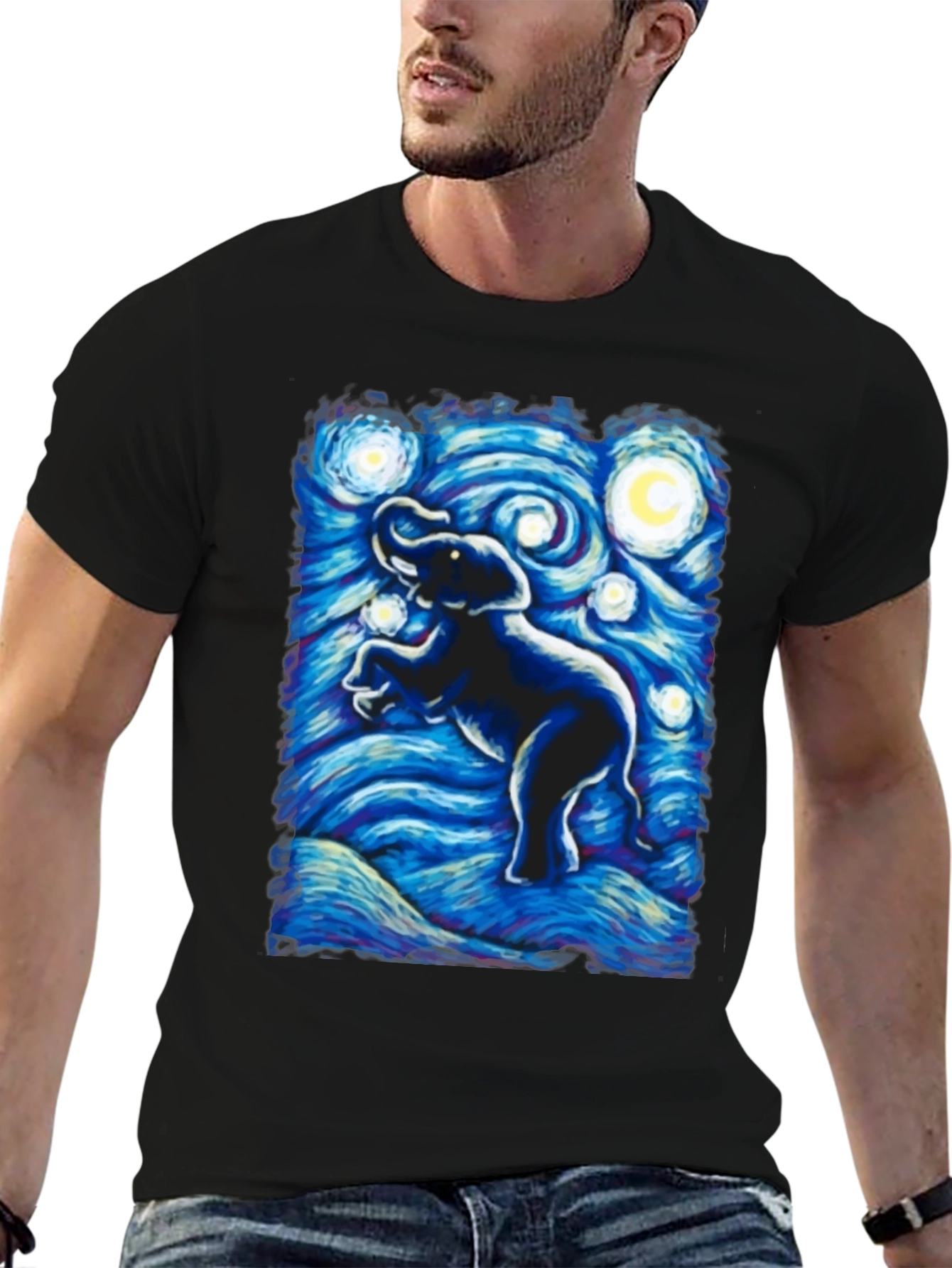 Elephant Starry Night Art T-Shirt