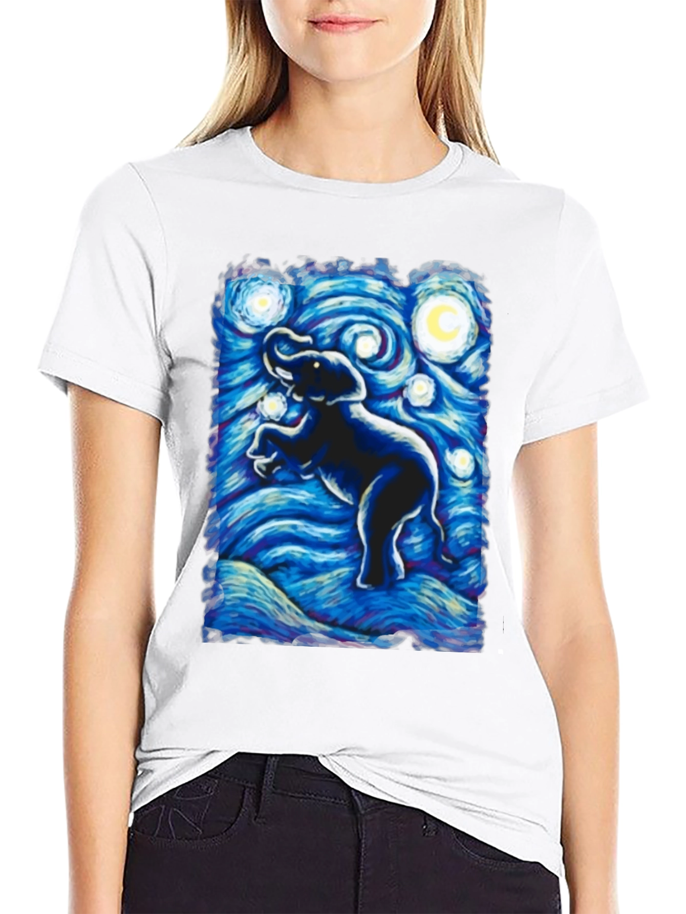 Elephant Starry Night Art T-Shirt