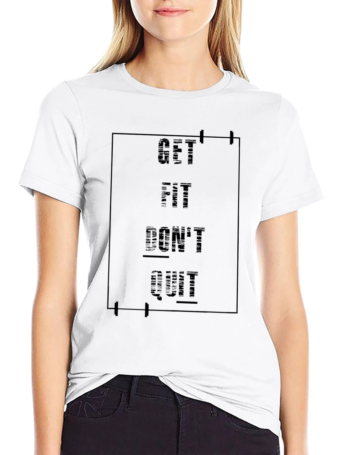 Stylish Get Fit Dont Quit Black Graphic Tee
