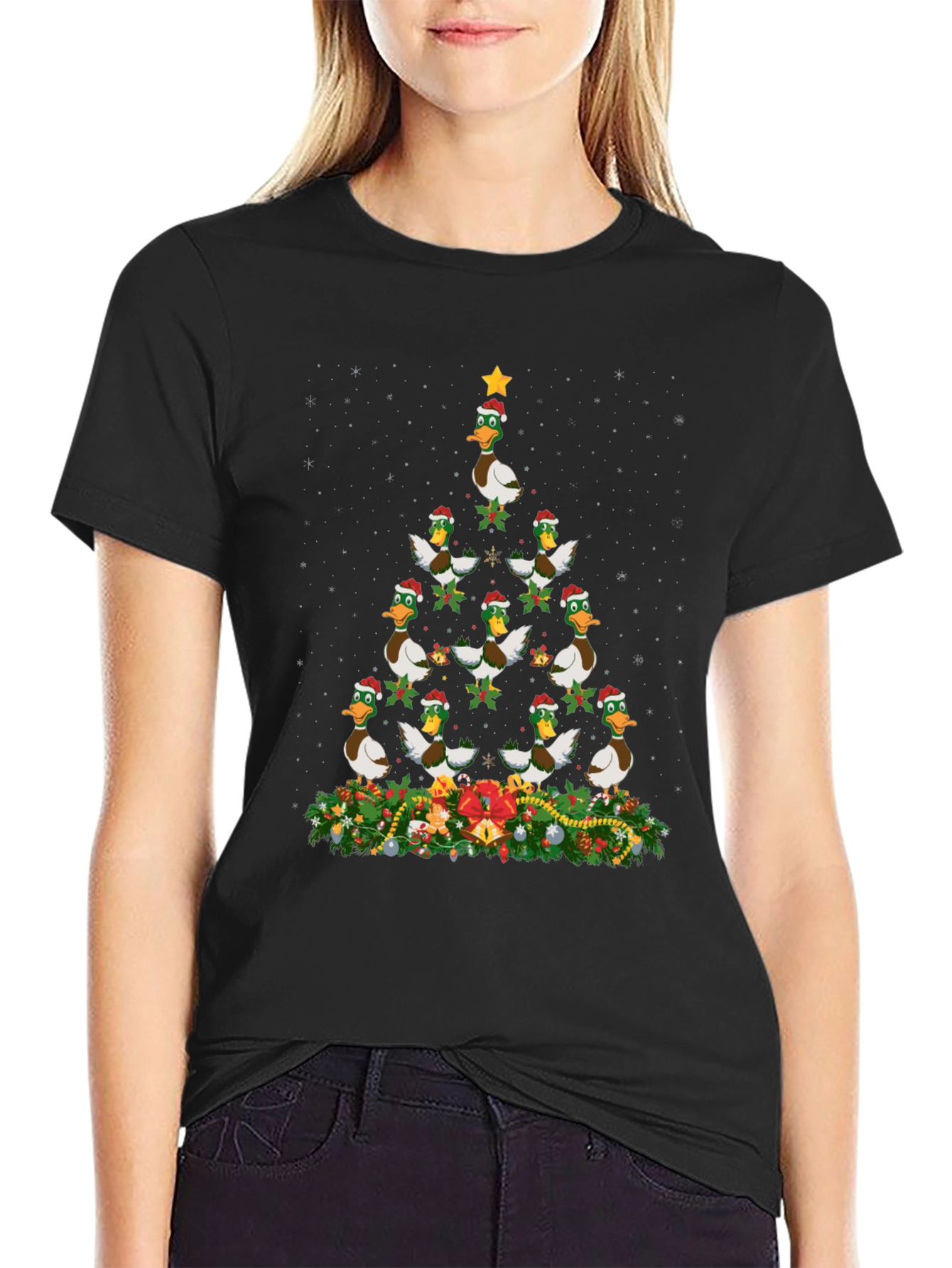 Duck Christmas Tree T-Shirt - Holiday Festive Tee