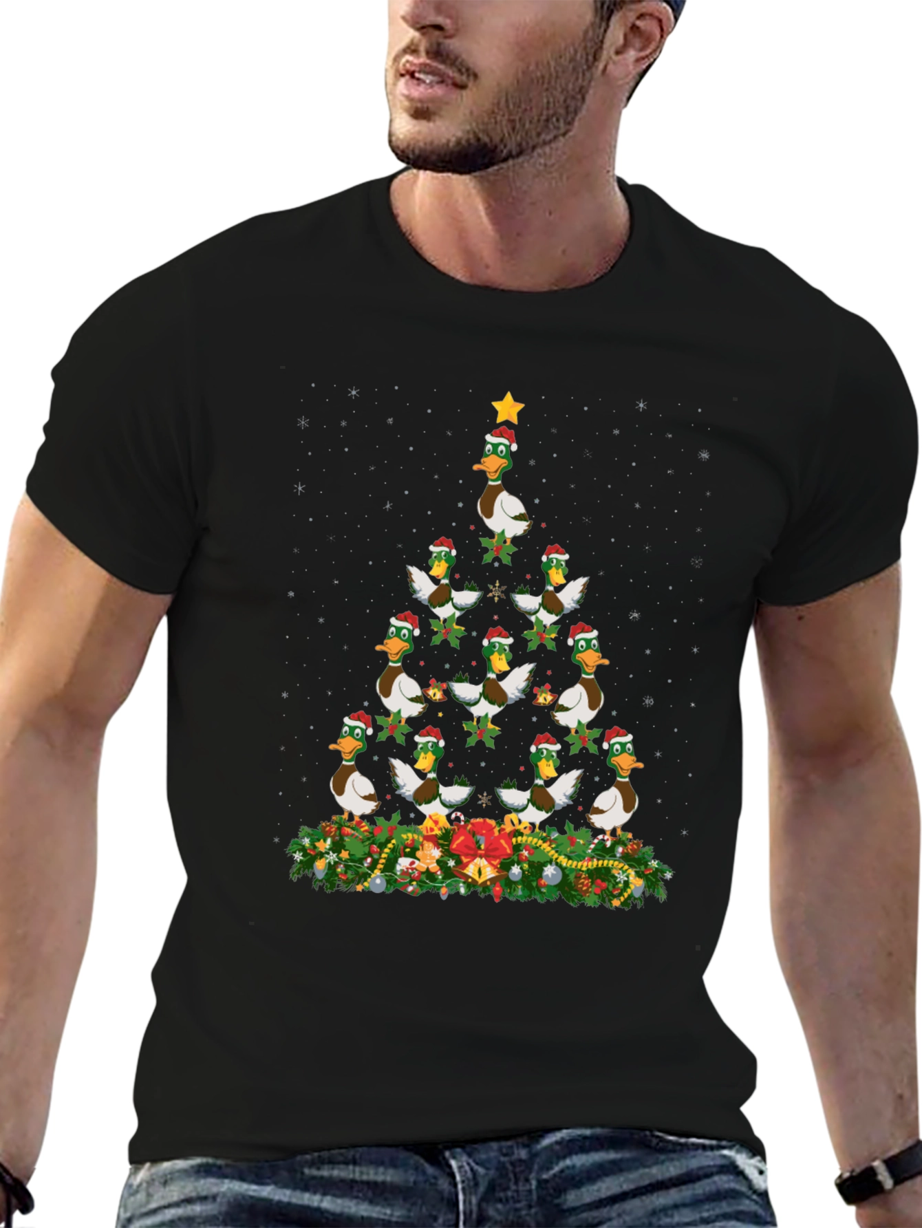Duck Christmas Tree T-Shirt - Holiday Festive Tee
