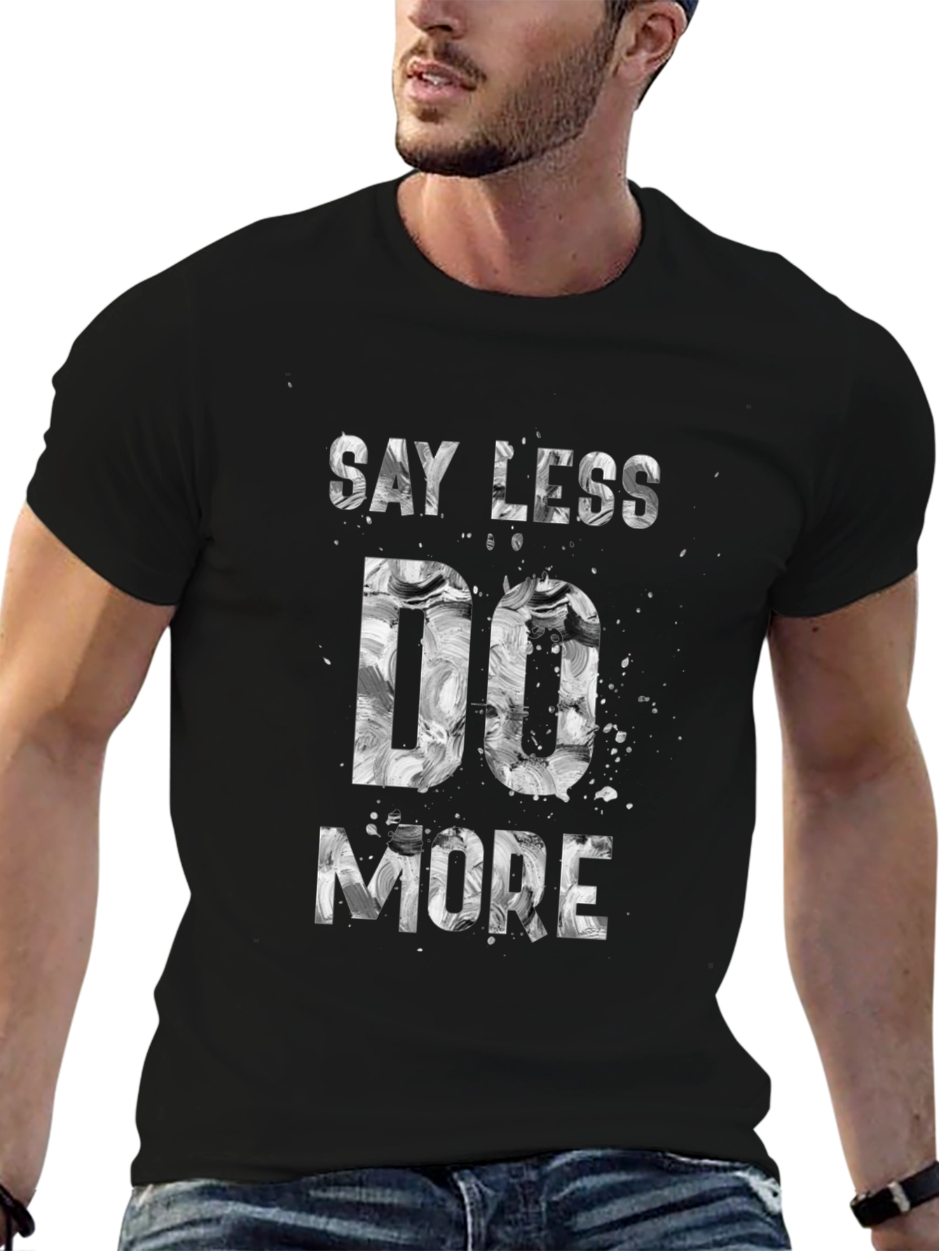 Say Less Do More Black Graphic Tee