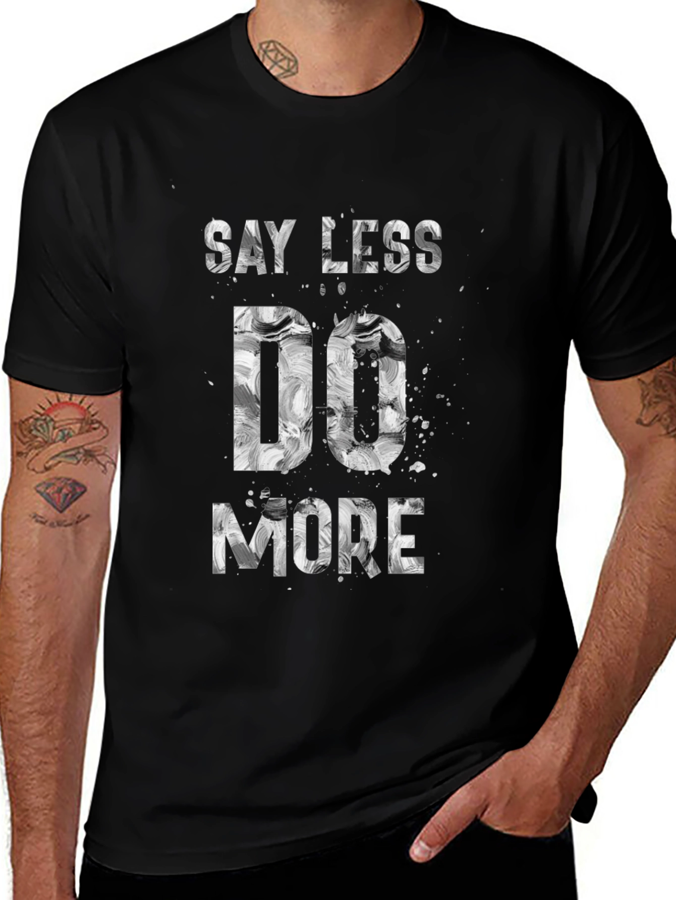Say Less Do More Black Graphic Tee