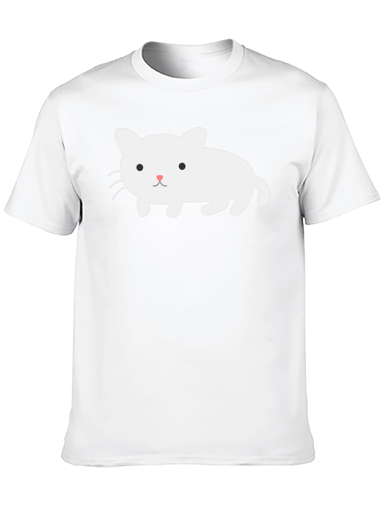 Cute White Cat Graphic Black T-Shirt