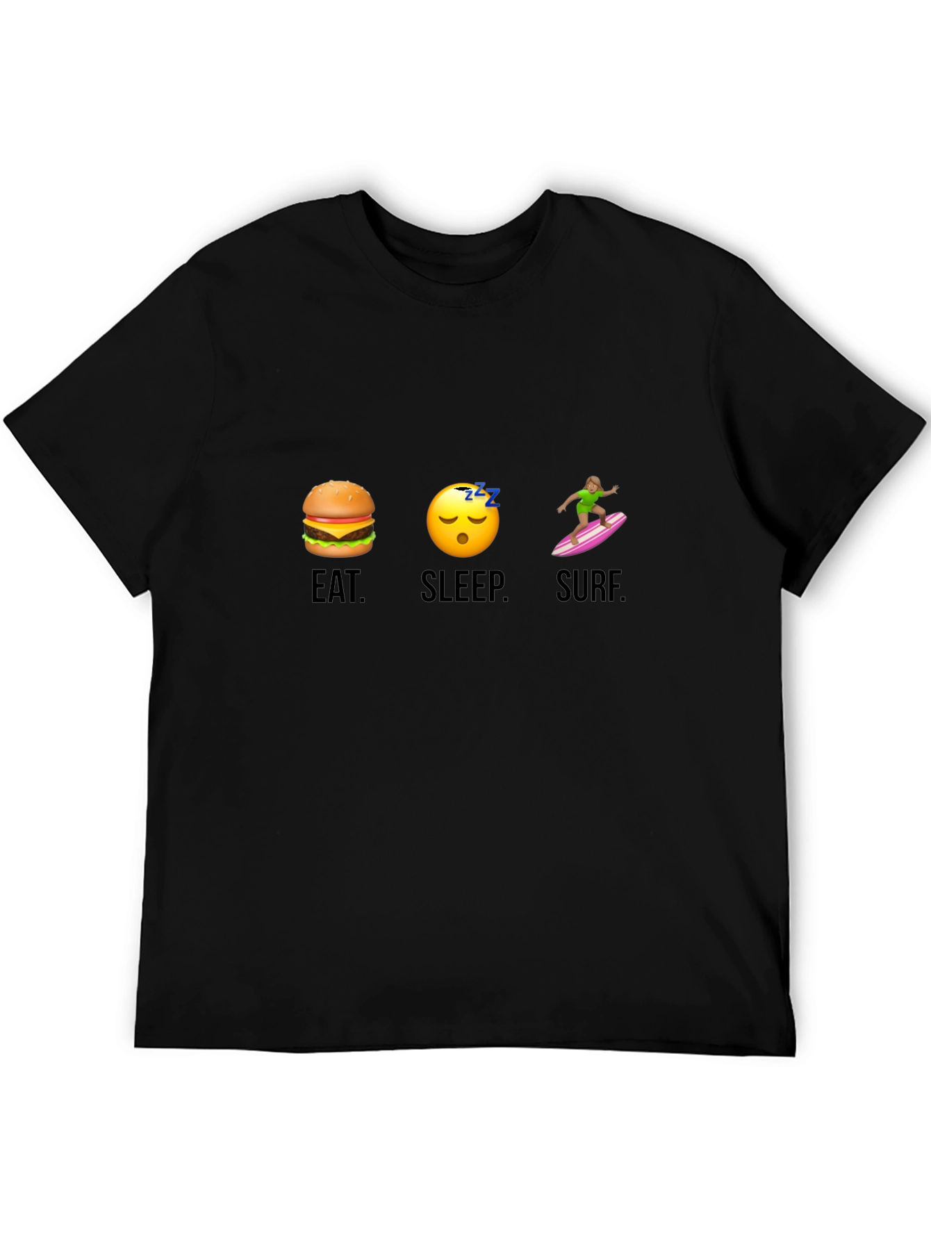 Eat Sleep Surf Graphic Tee - Black Cotton T-Shirt
