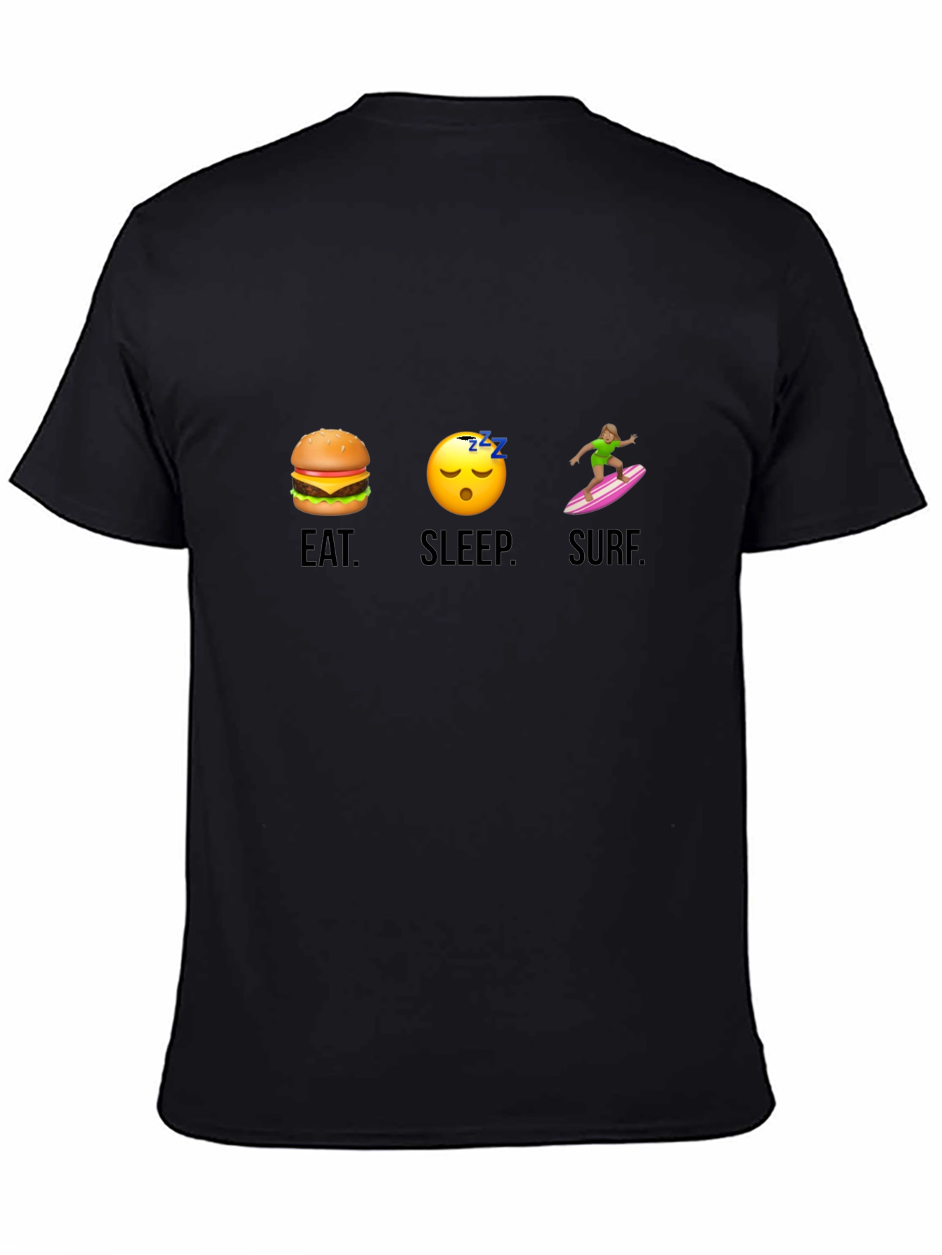 Eat Sleep Surf Graphic Tee - Black Cotton T-Shirt