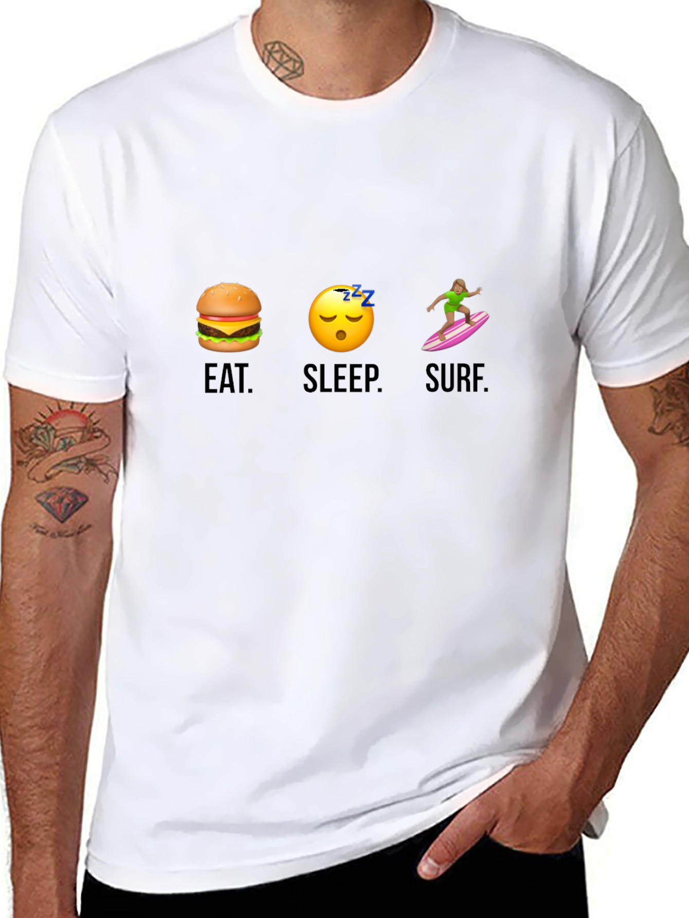 Eat Sleep Surf Graphic Tee - Black Cotton T-Shirt