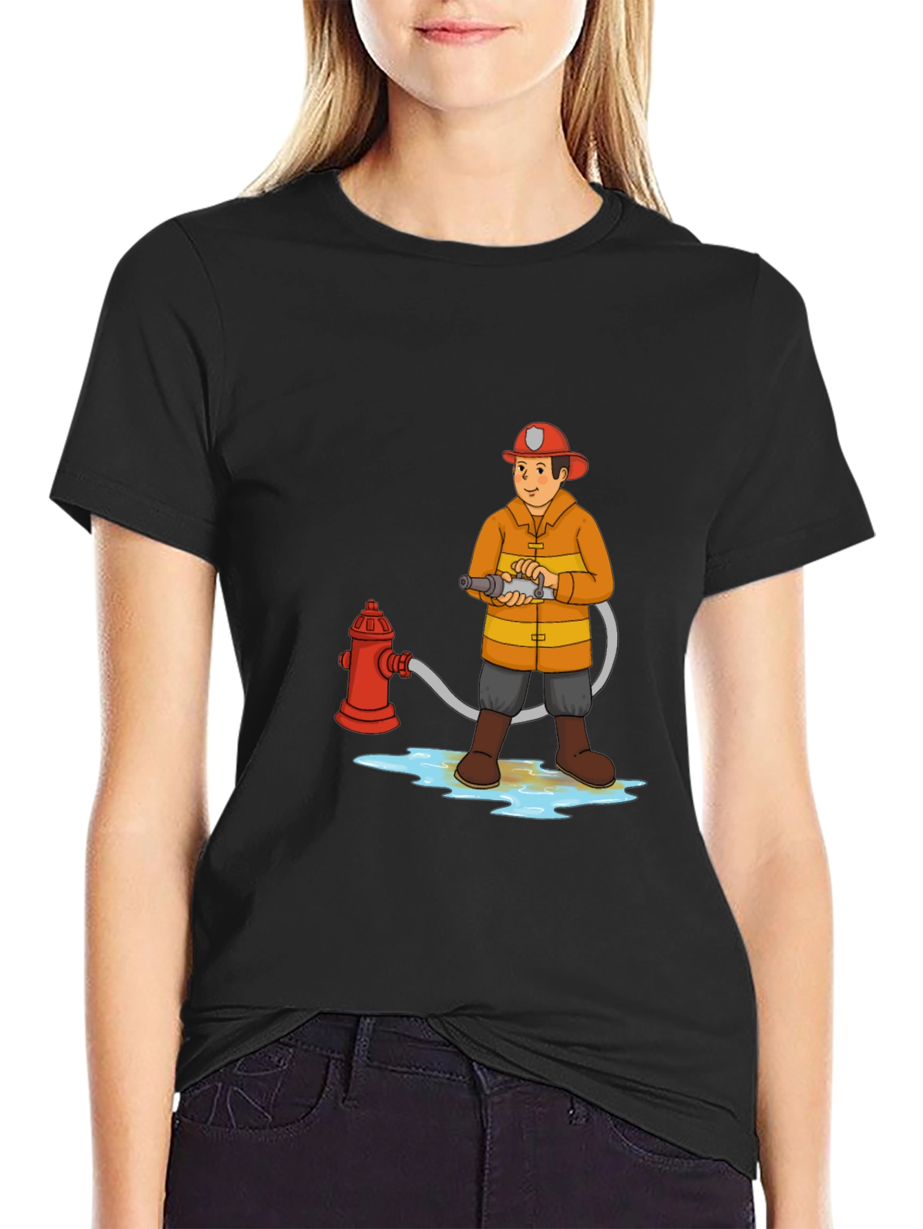 Cartoon Firefighter T-Shirt