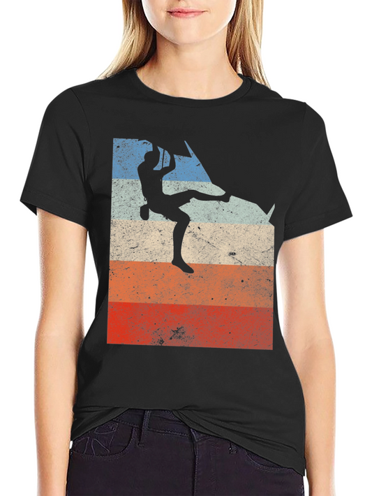 Vintage Climbing T-Shirt - Rock Climber Silhouette Tee