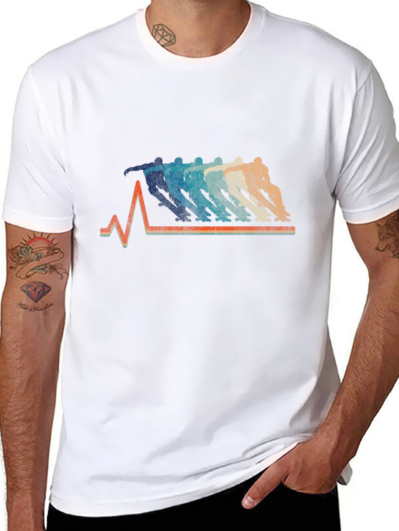 Skateboard Heartbeat Graphic T-Shirt