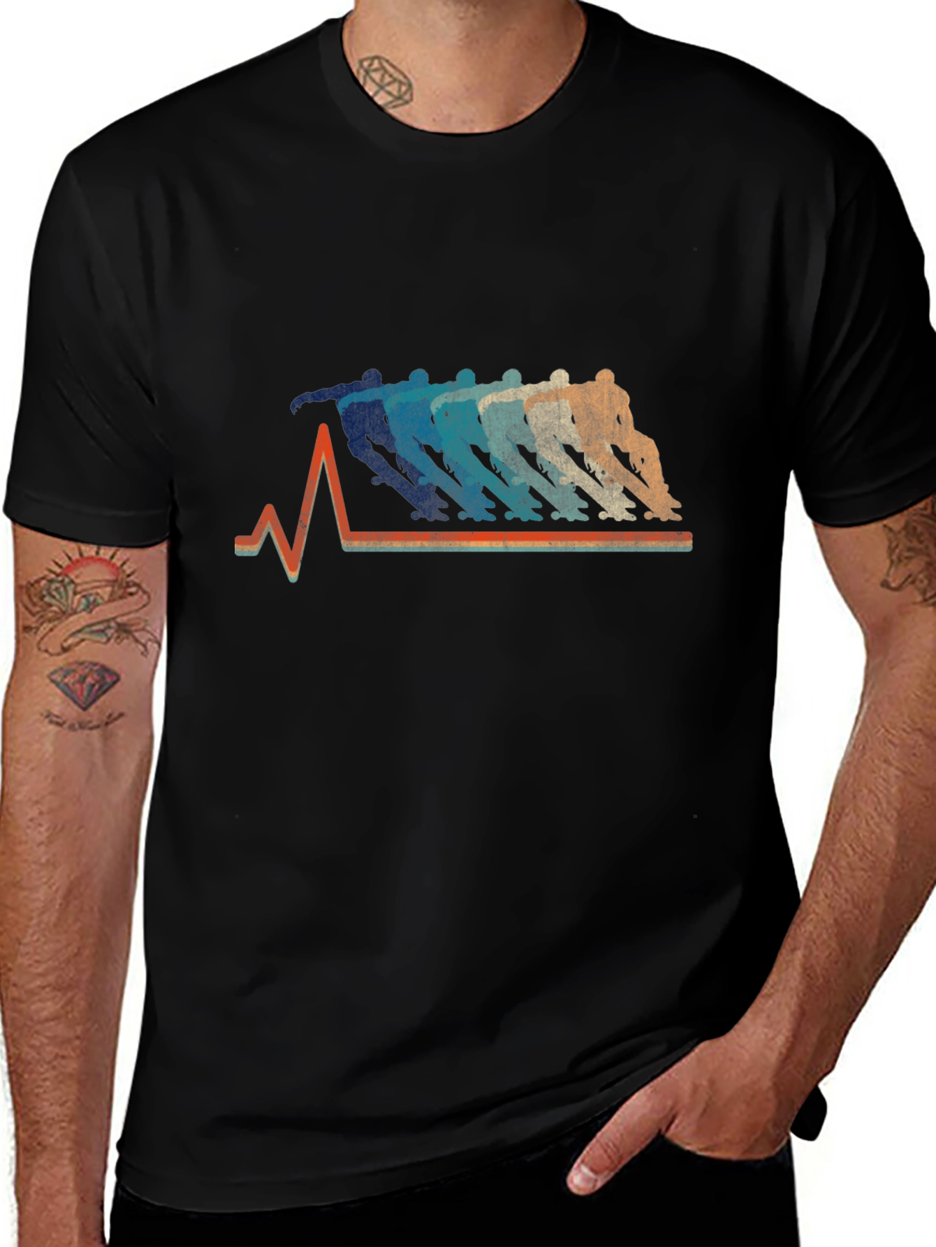 Skateboard Heartbeat Graphic T-Shirt
