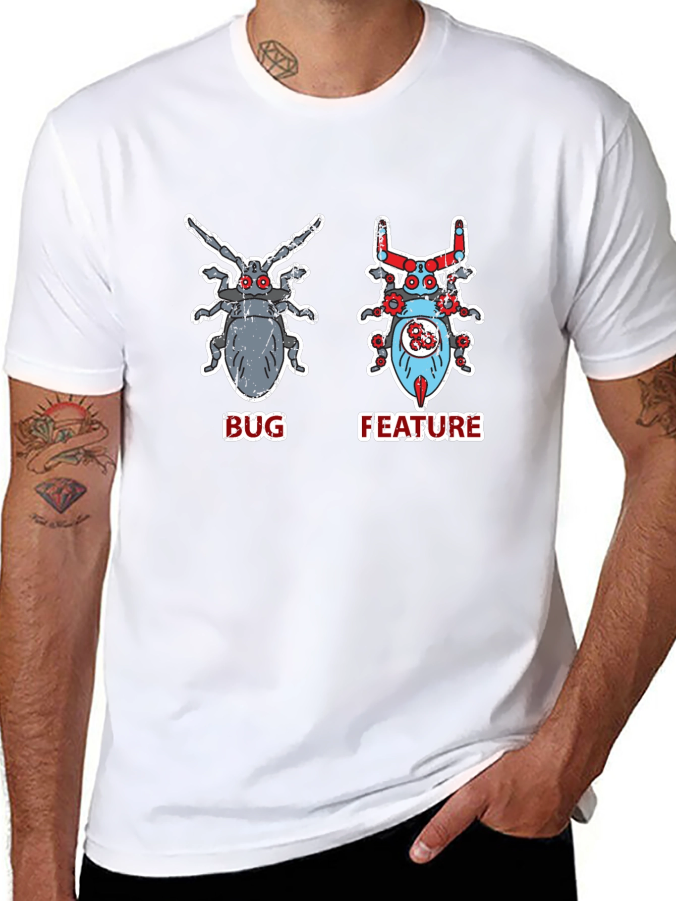 Bug vs. Feature T-Shirt - Programmer Humor Tee