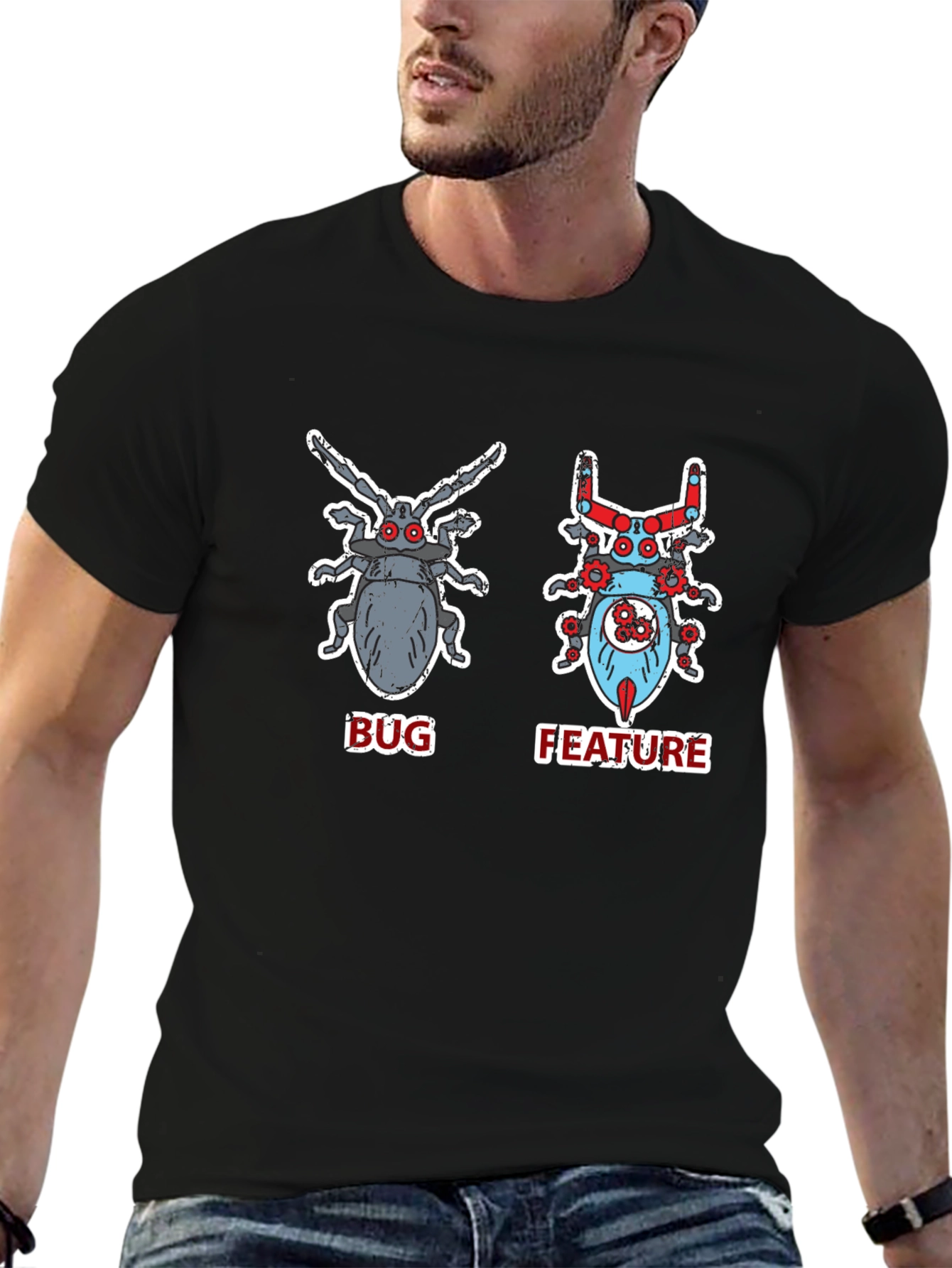 Bug vs. Feature T-Shirt - Programmer Humor Tee