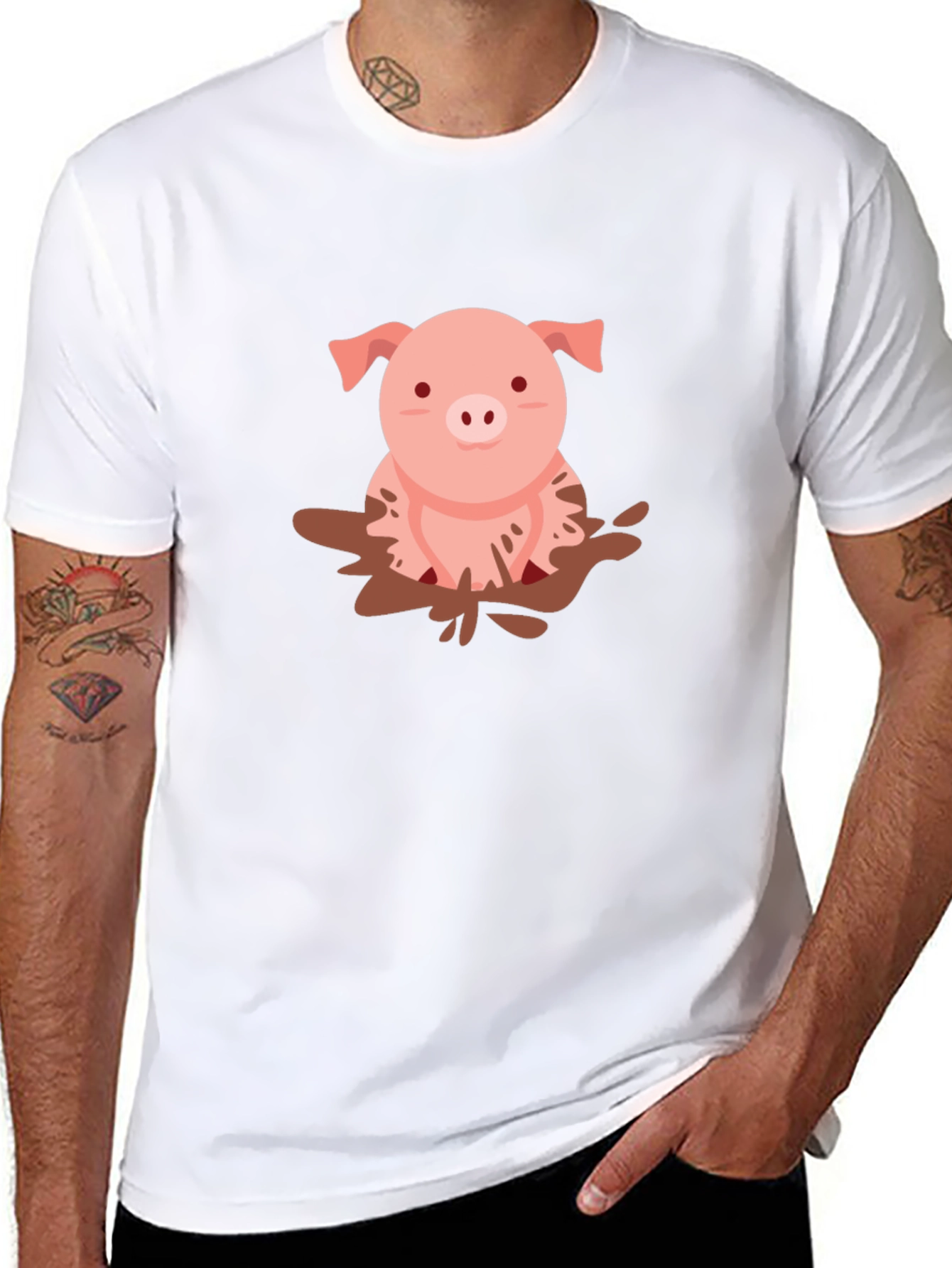 Pig in Mud T-Shirt - Cute Animal Tee
