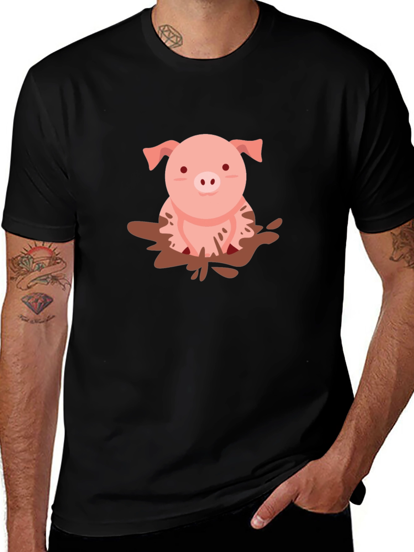 Pig in Mud T-Shirt - Cute Animal Tee