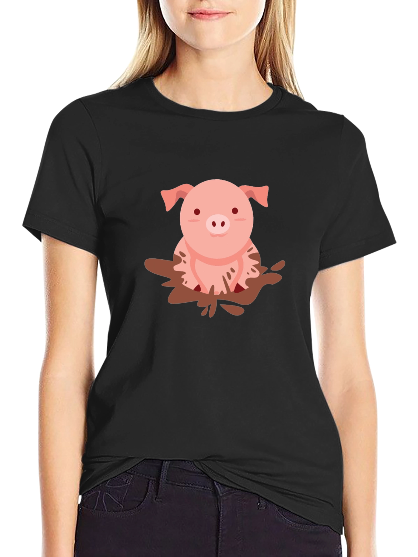 Pig in Mud T-Shirt - Cute Animal Tee
